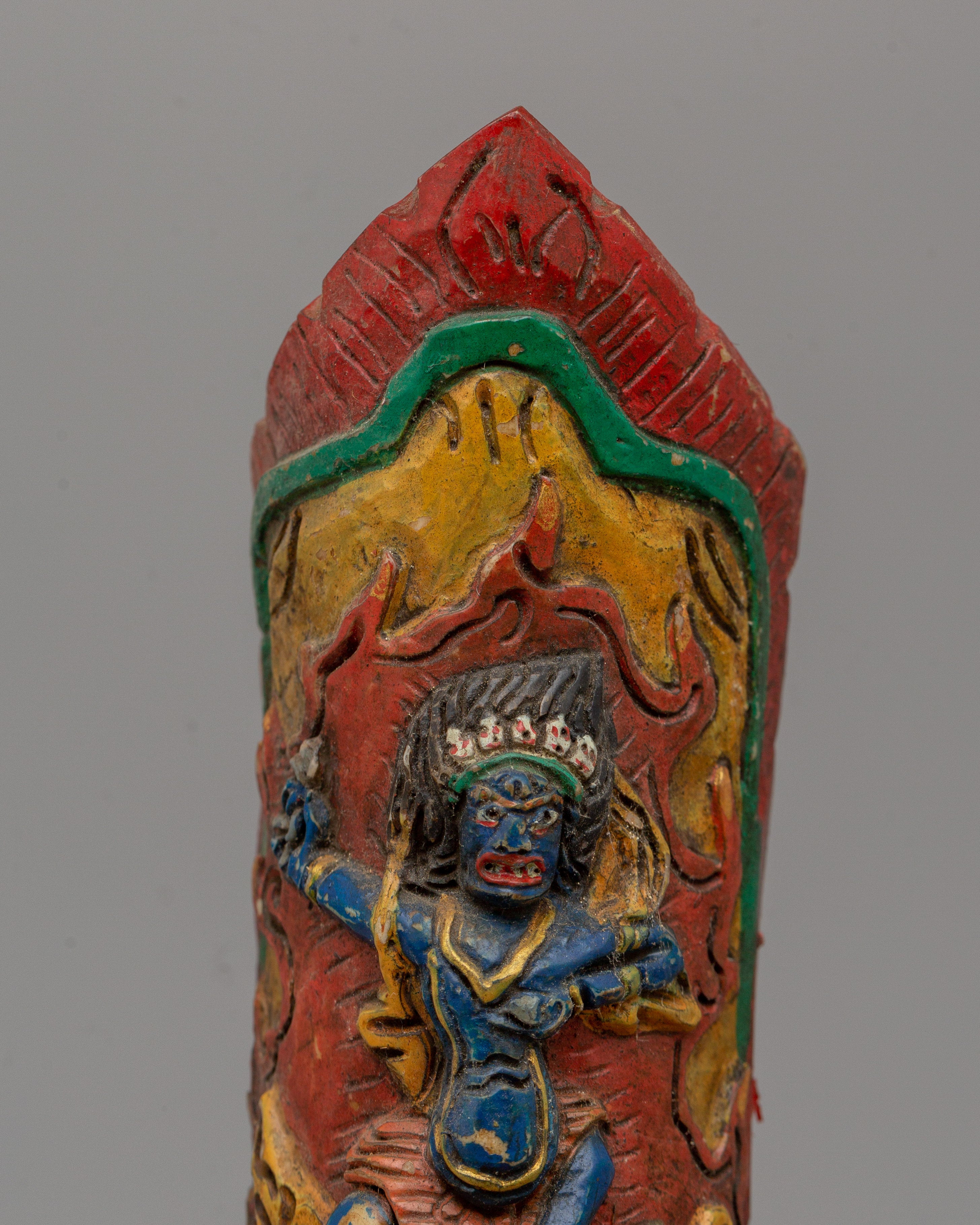 Mahakala Buffalo Bone Apron Ornament | Buddhist Ritual Artifact