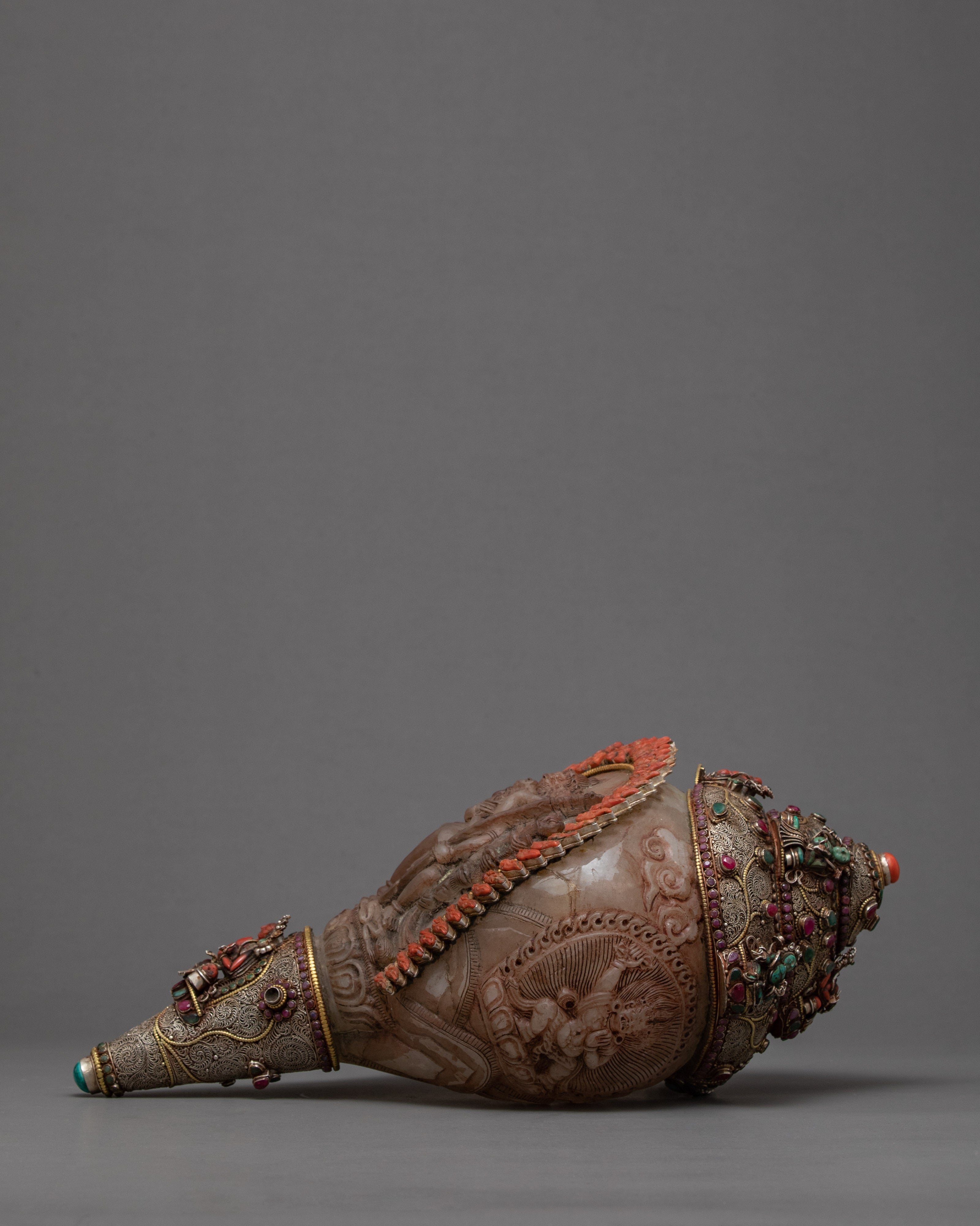 Chakrasamvara Crystal Conch Shell | Antique Handmade Shankha | Ritual Items for Home Decor