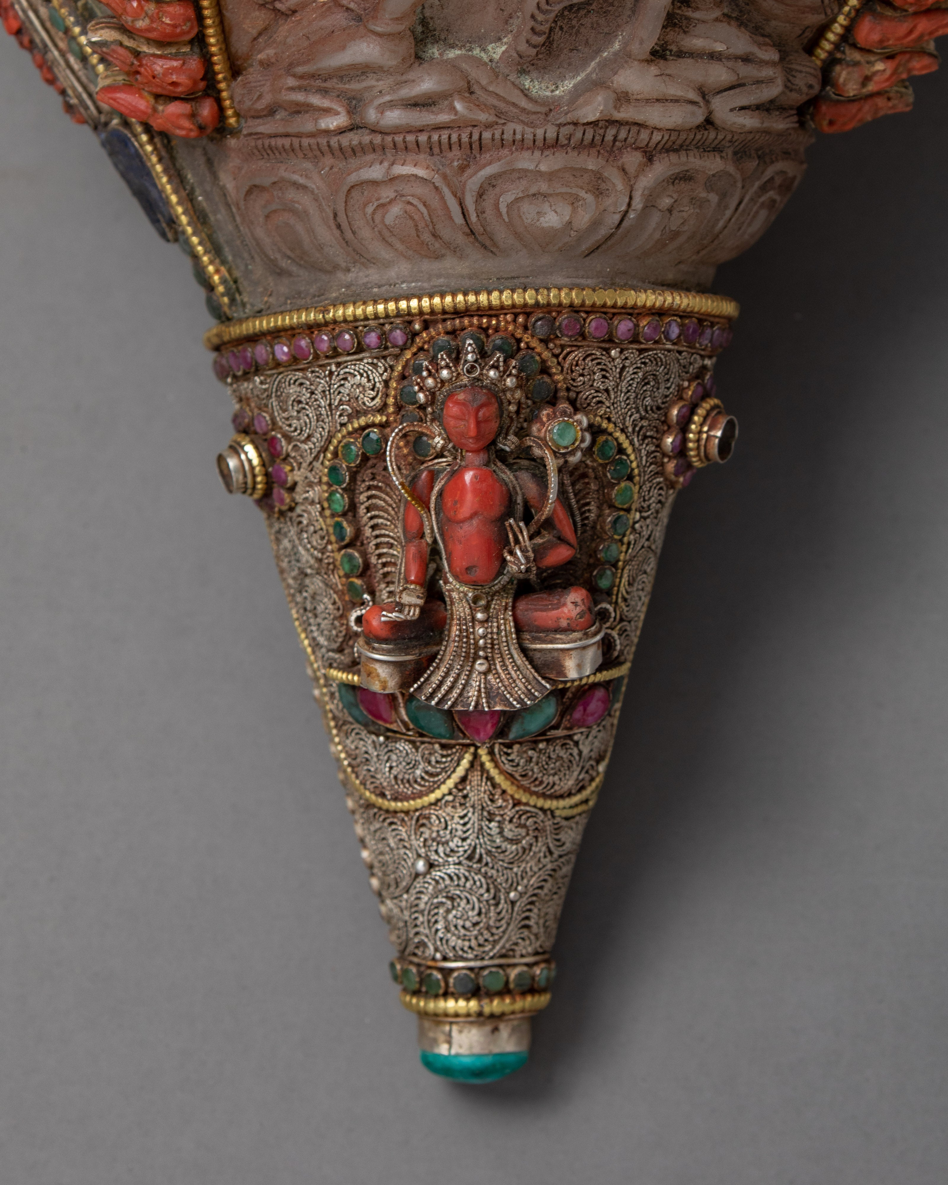 Chakrasamvara Crystal Conch Shell | Antique Handmade Shankha | Ritual Items for Home Decor