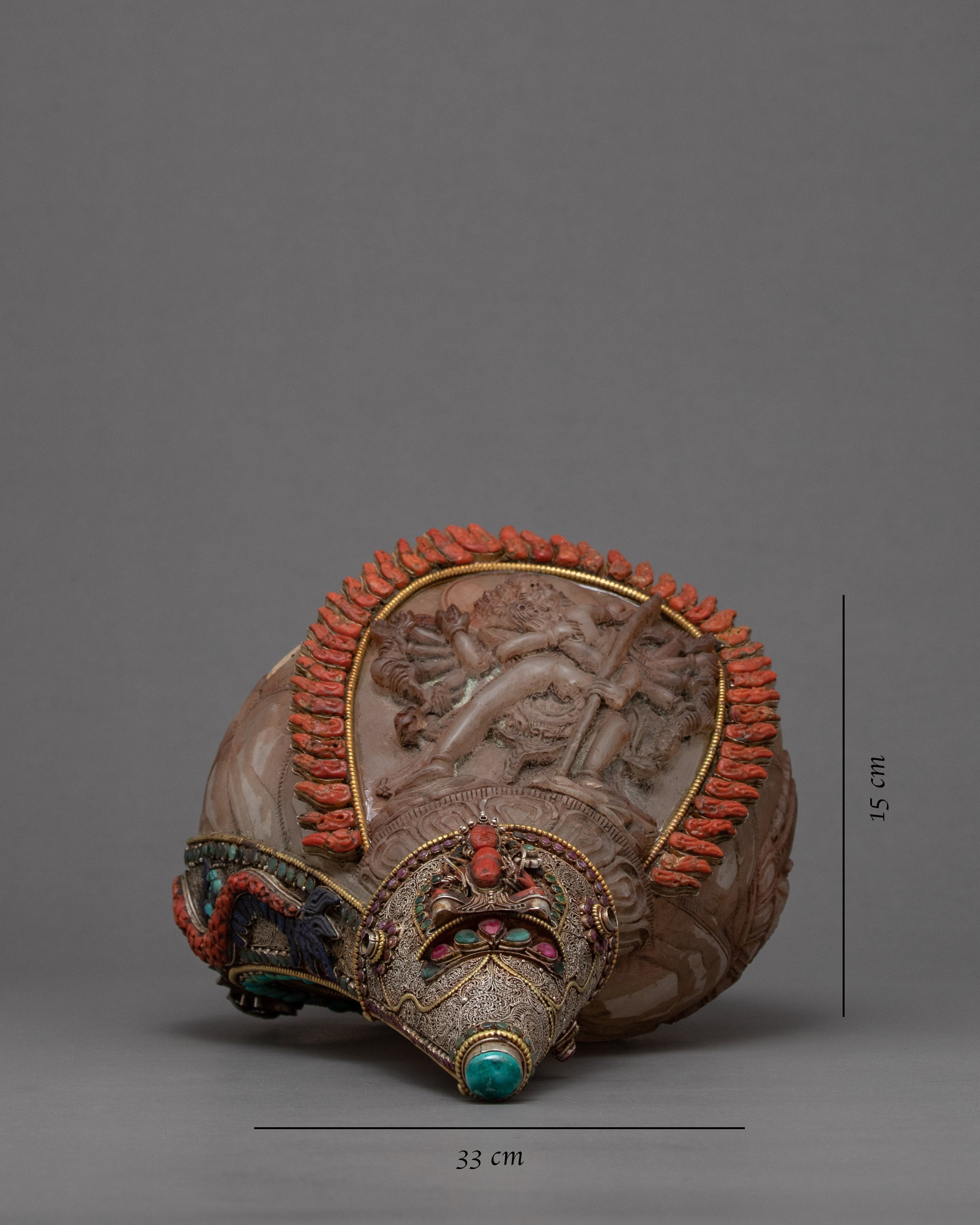 Chakrasamvara Crystal Conch Shell | Antique Handmade Shankha | Ritual Items for Home Decor