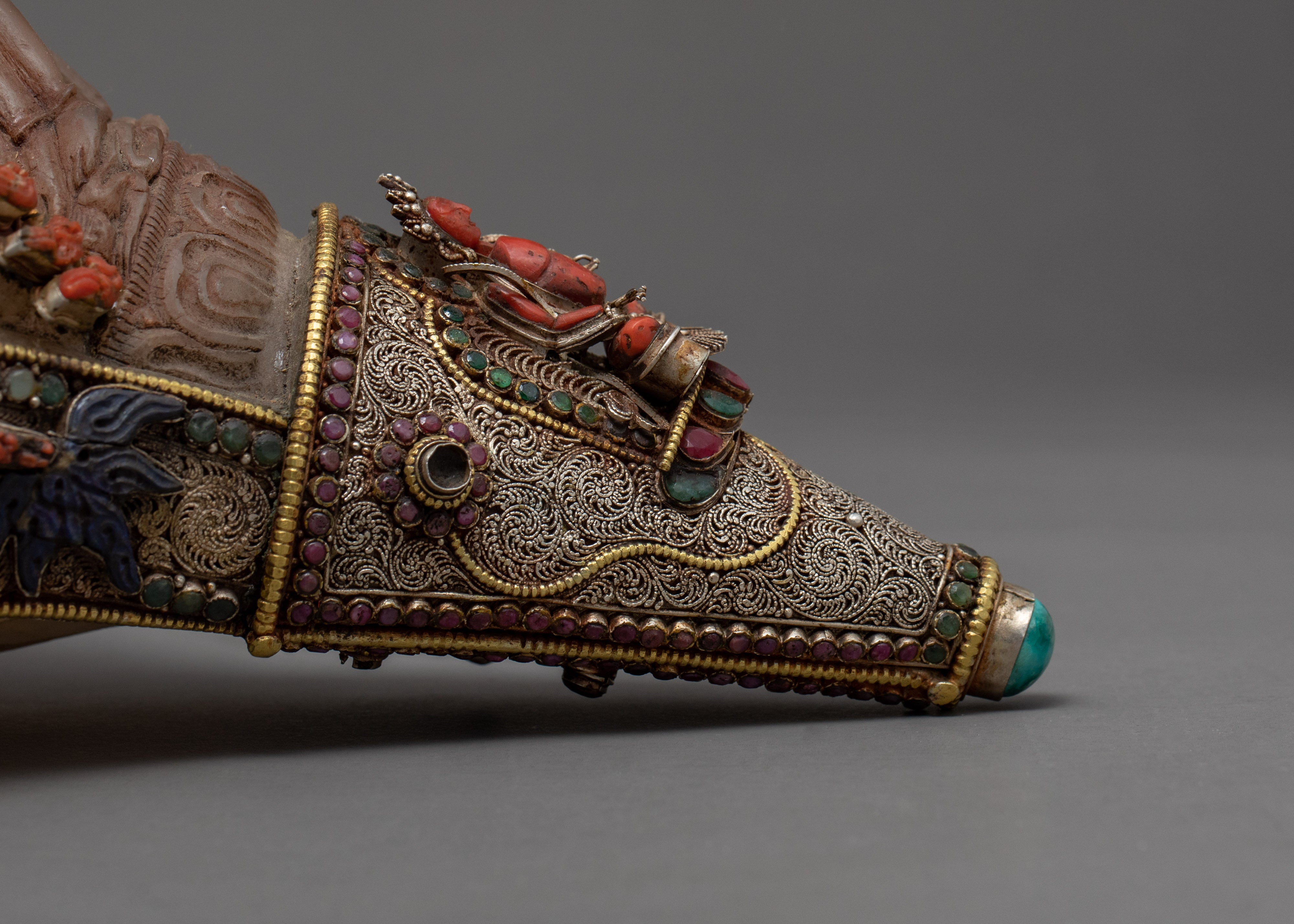 Chakrasamvara Crystal Conch Shell | Antique Handmade Shankha | Ritual Items for Home Decor