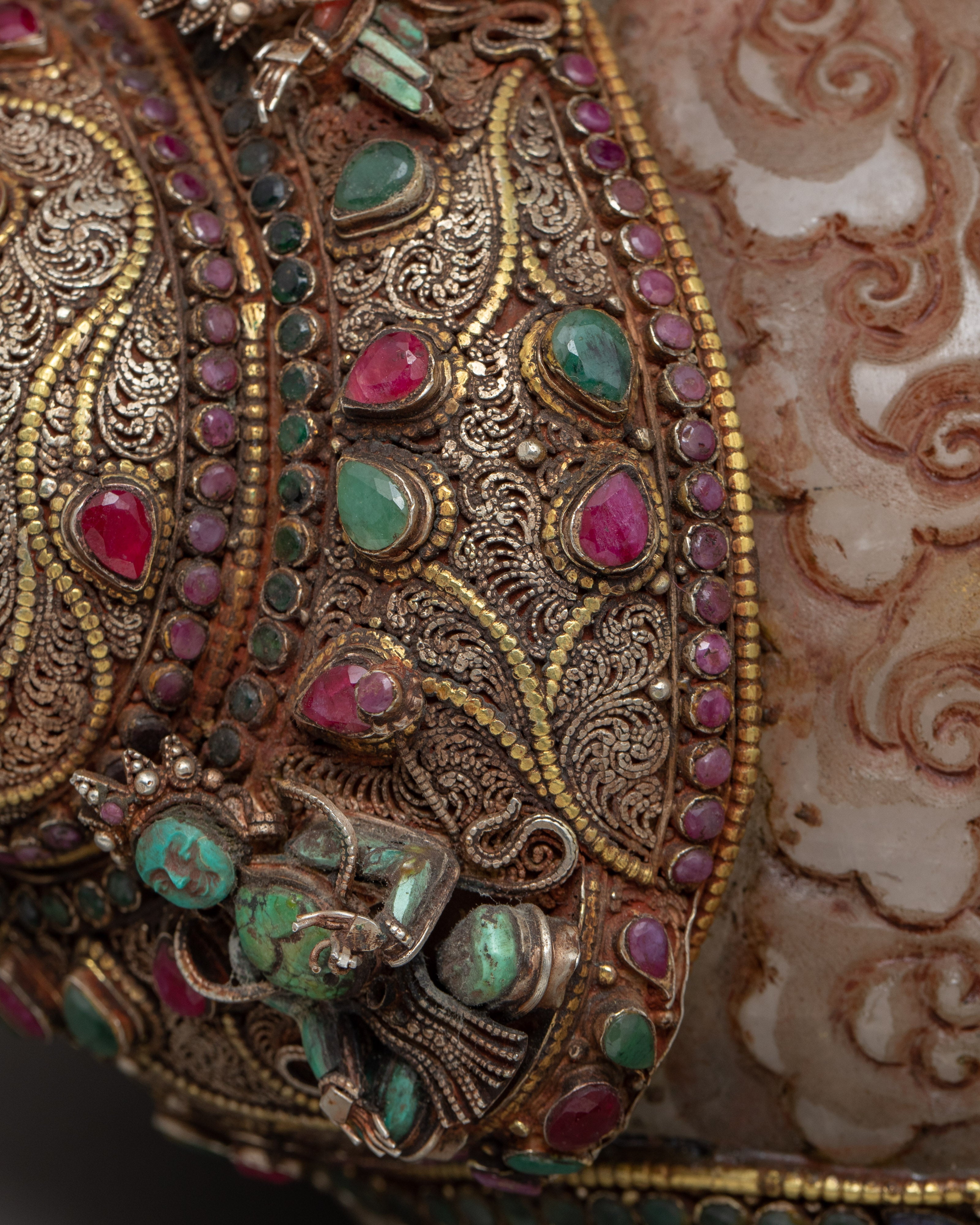 Chakrasamvara Crystal Conch Shell | Antique Handmade Shankha | Ritual Items for Home Decor