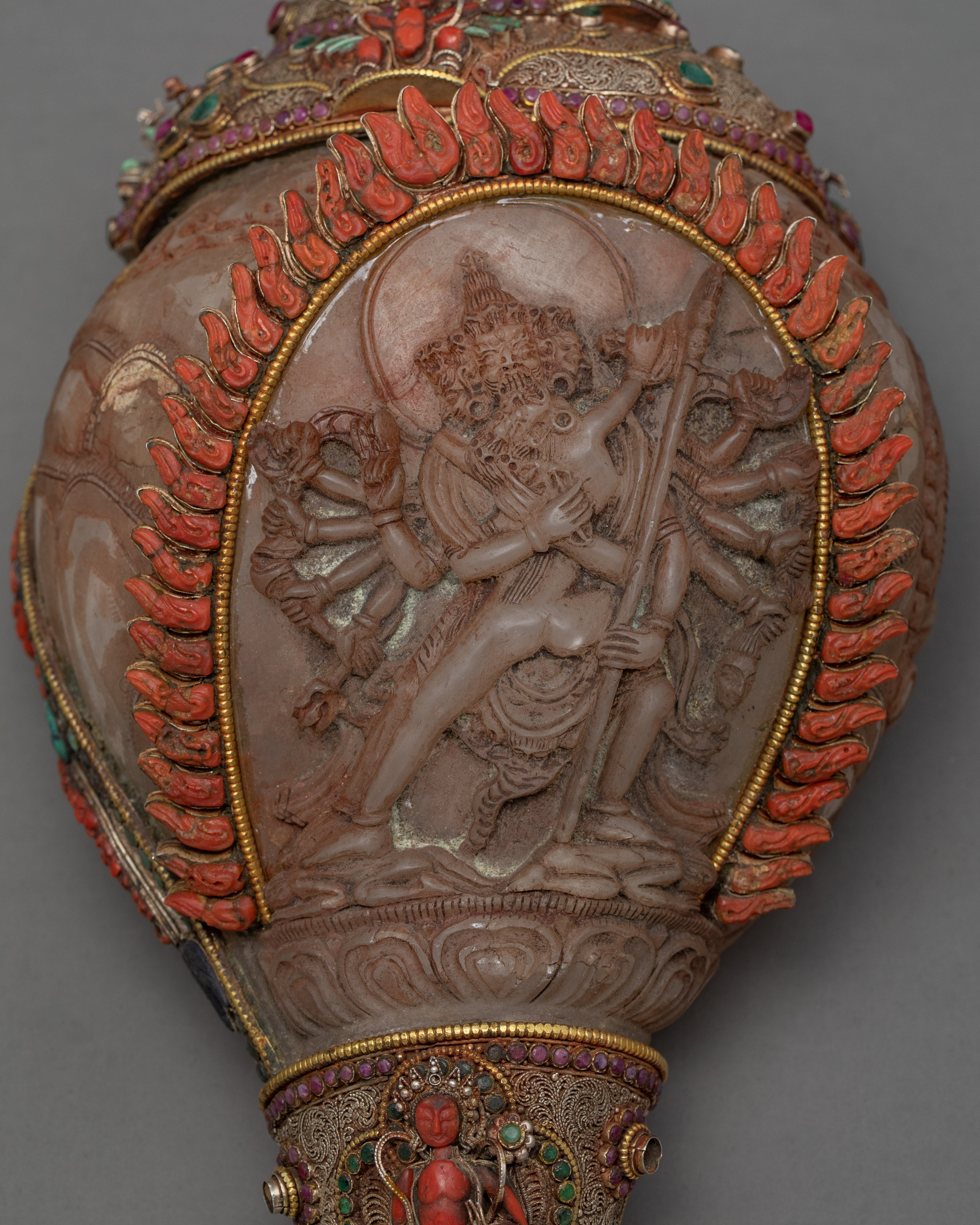 Chakrasamvara Crystal Conch Shell | Antique Handmade Shankha | Ritual Items for Home Decor
