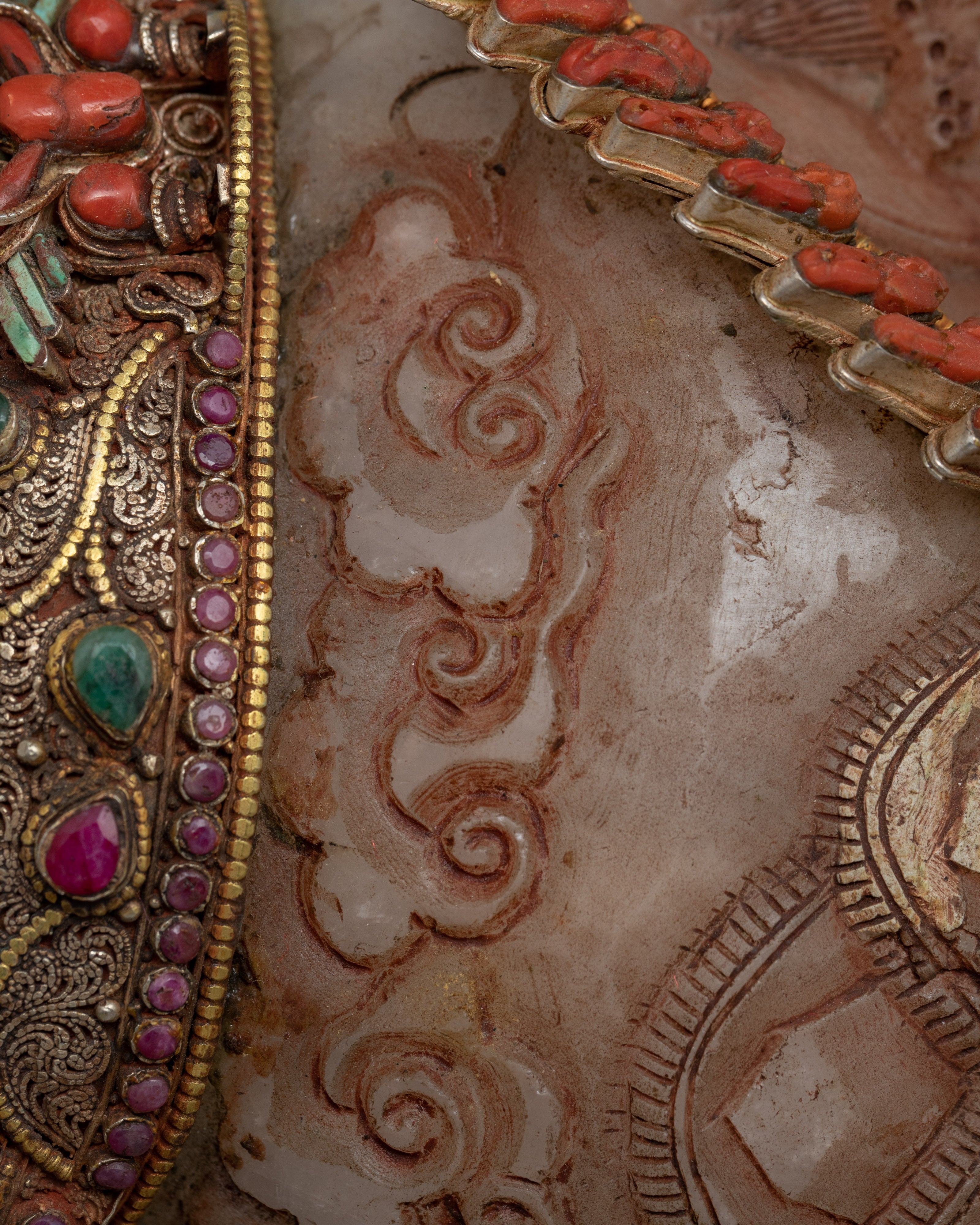 Chakrasamvara Crystal Conch Shell | Antique Handmade Shankha | Ritual Items for Home Decor