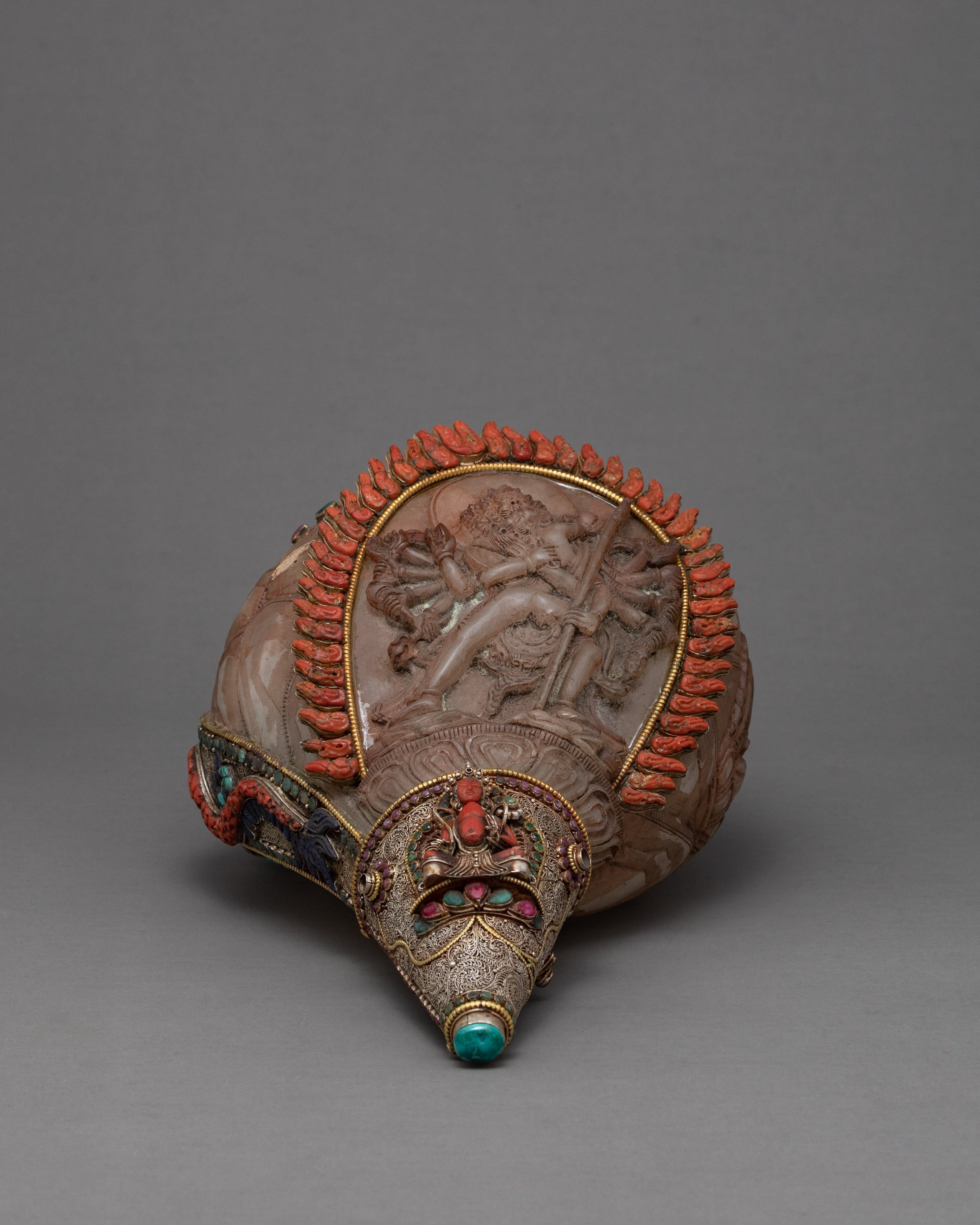 Chakrasamvara Crystal Conch Shell | Antique Handmade Shankha | Ritual Items for Home Decor