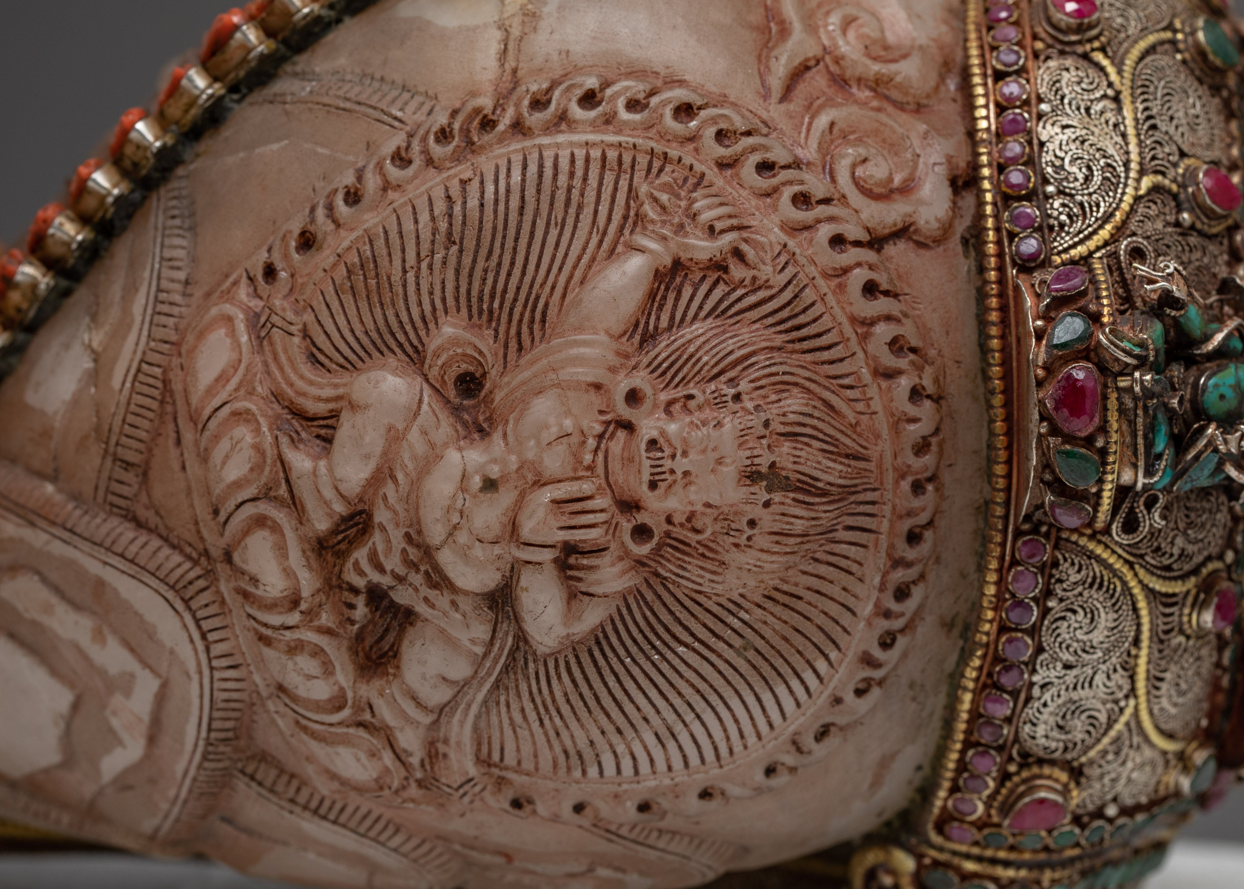 Chakrasamvara Crystal Conch Shell | Antique Handmade Shankha | Ritual Items for Home Decor