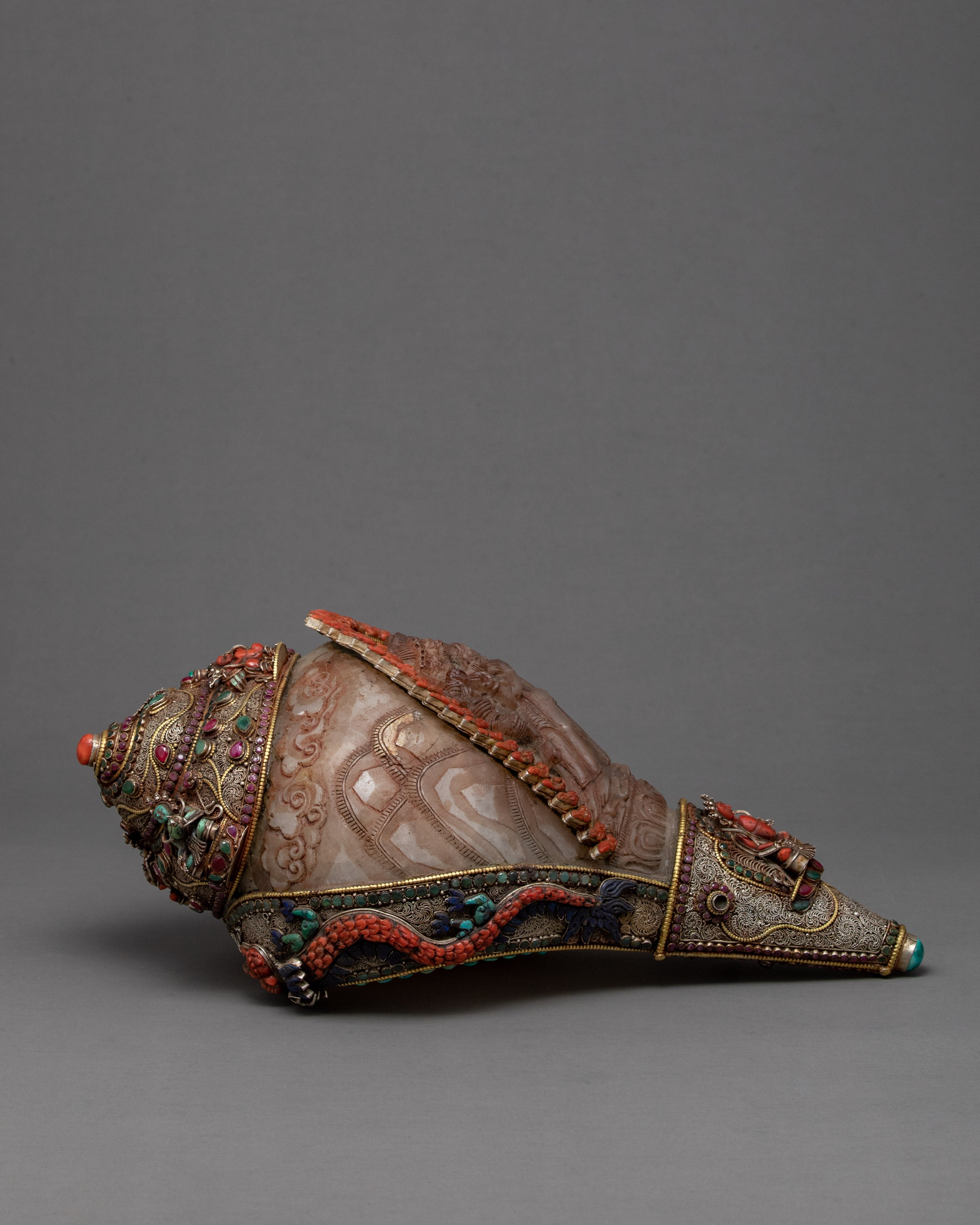 Chakrasamvara Crystal Conch Shell | Antique Handmade Shankha | Ritual Items for Home Decor