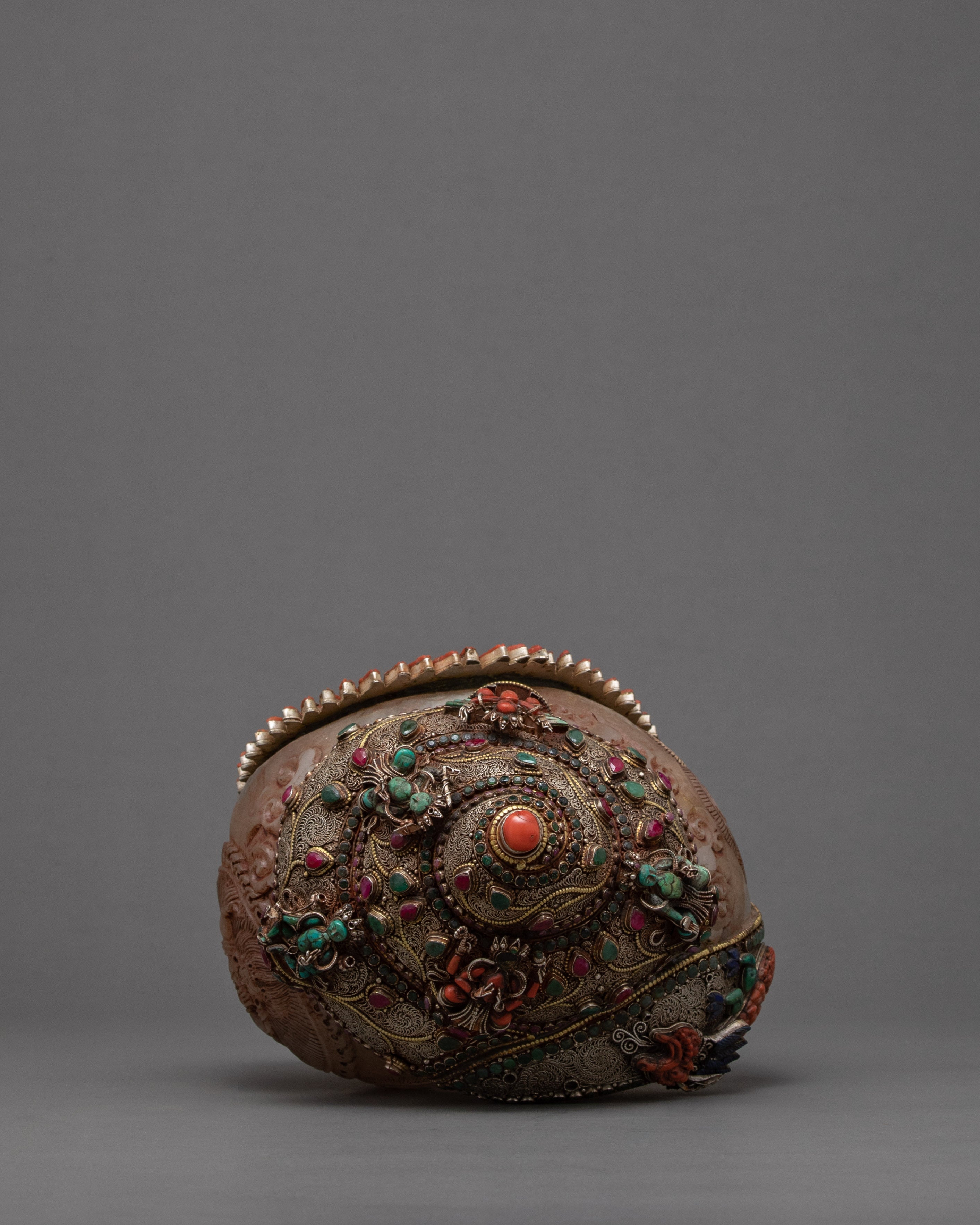 Chakrasamvara Crystal Conch Shell | Antique Handmade Shankha | Ritual Items for Home Decor