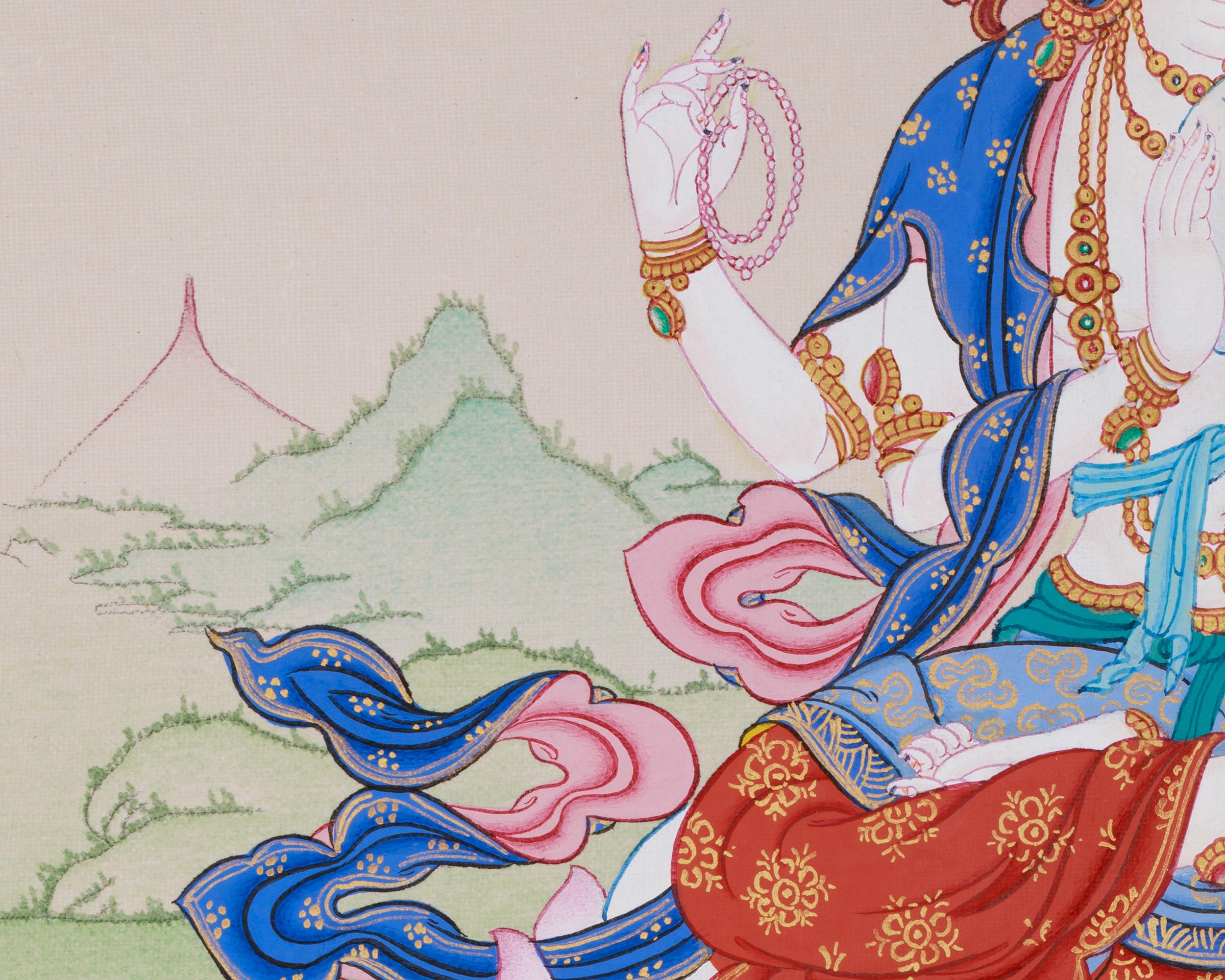 Thangka of Four-Armed Avalokiteshvara | The Bodhisattva of Compassion and Mercy