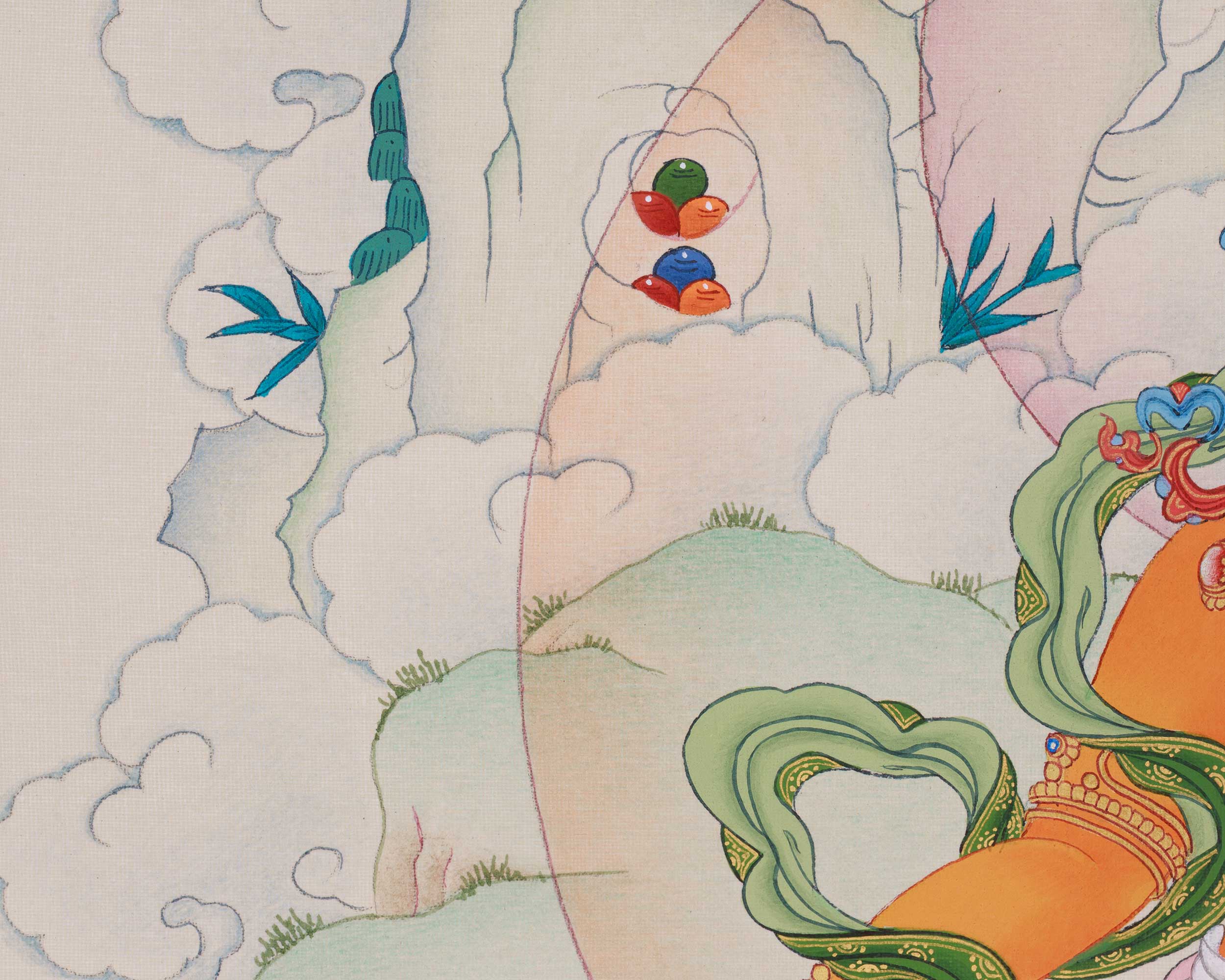 Hand-painted Dzambhala Thangka | Spiritual Wealth