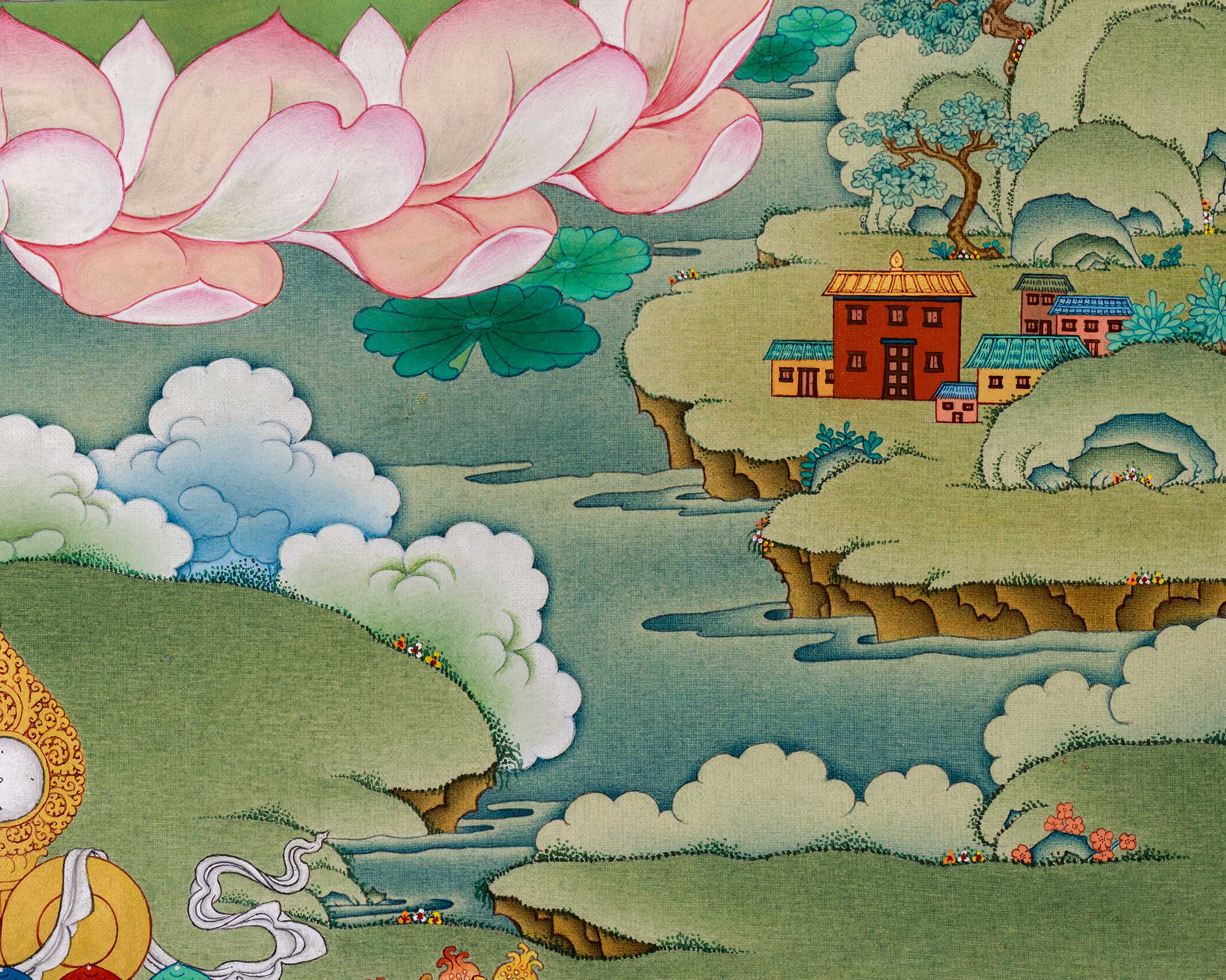 Compassion Buddha Avalokiteshvara Thangka | Authentic Stone Colors from Lhasa, Tibet