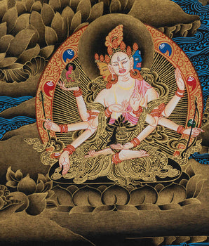 Traditional Sita Tara Gold Thangka | Enlightened Masters | Composition of Wisdom and Protection