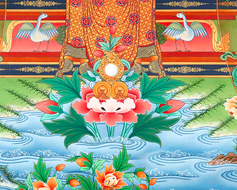 Amitabha Buddha Followed By Other Bodhisattvas | Tibetan Buddhist Canvas Art