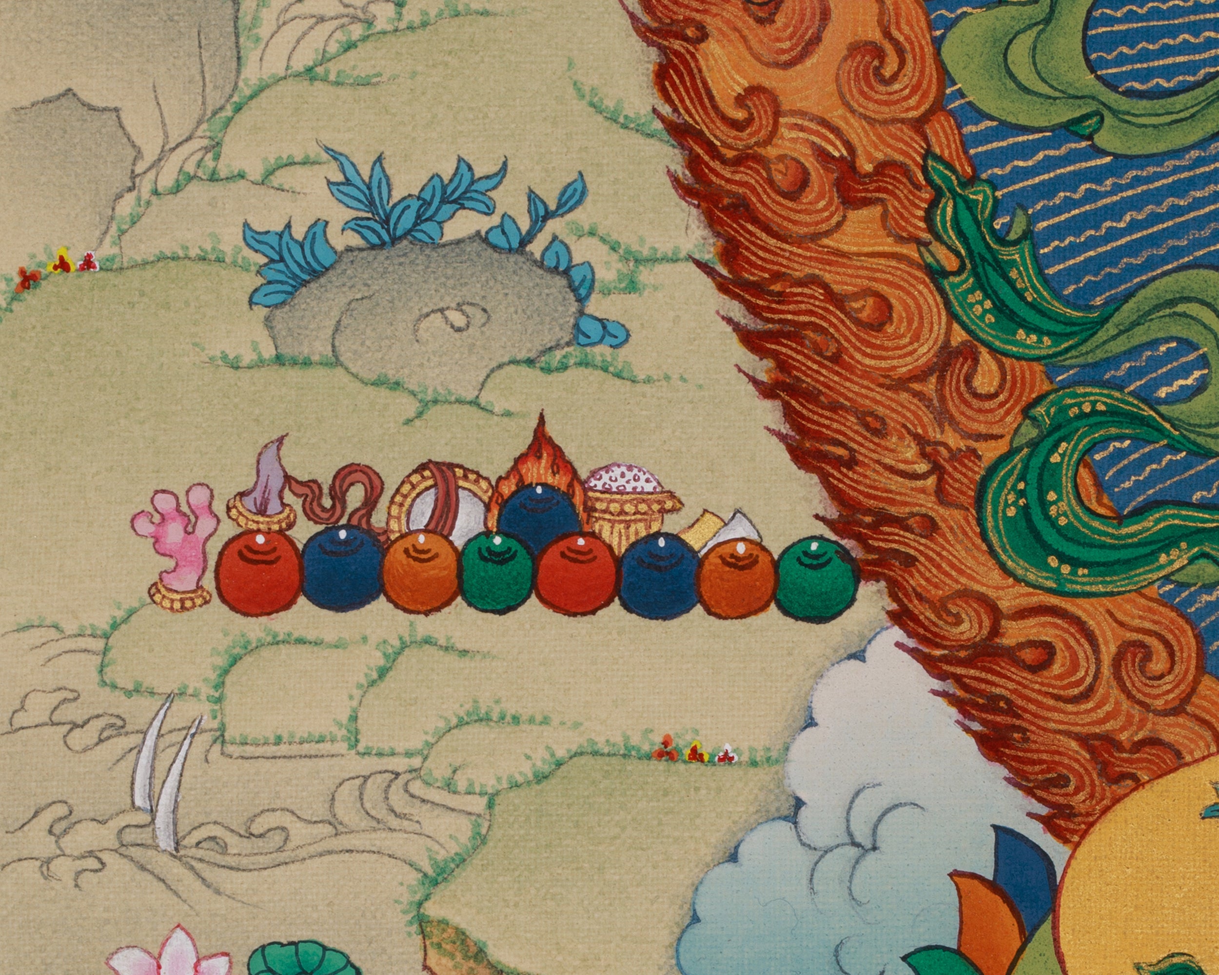 White Mahakala with Vajradharma Thangka | Representing Guardian Deities