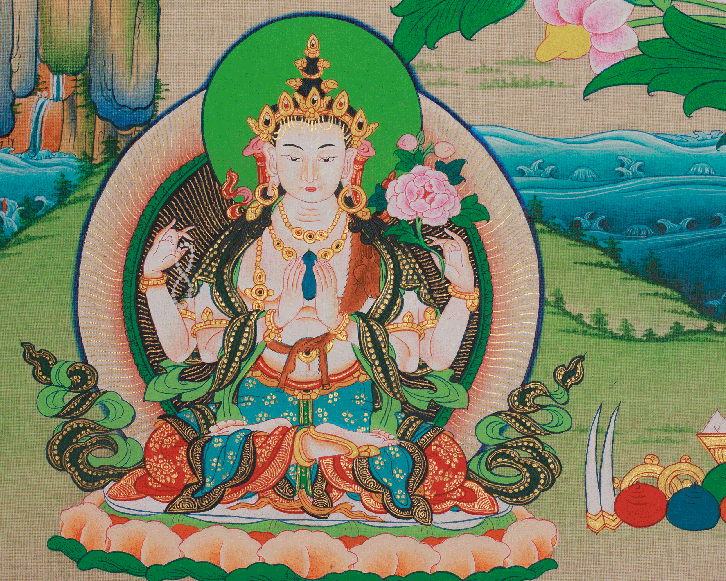 Tibetan Jampelyang Thangka | Manjushri Wisdom Deity Artwork