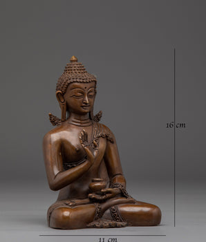Amogasiddhi Buddha Statue in Oxidized Copper 