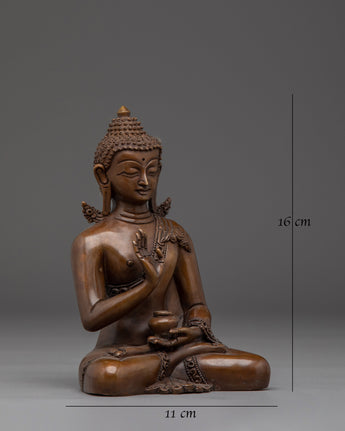 Amogasiddhi Buddha Statue in Oxidized Copper 