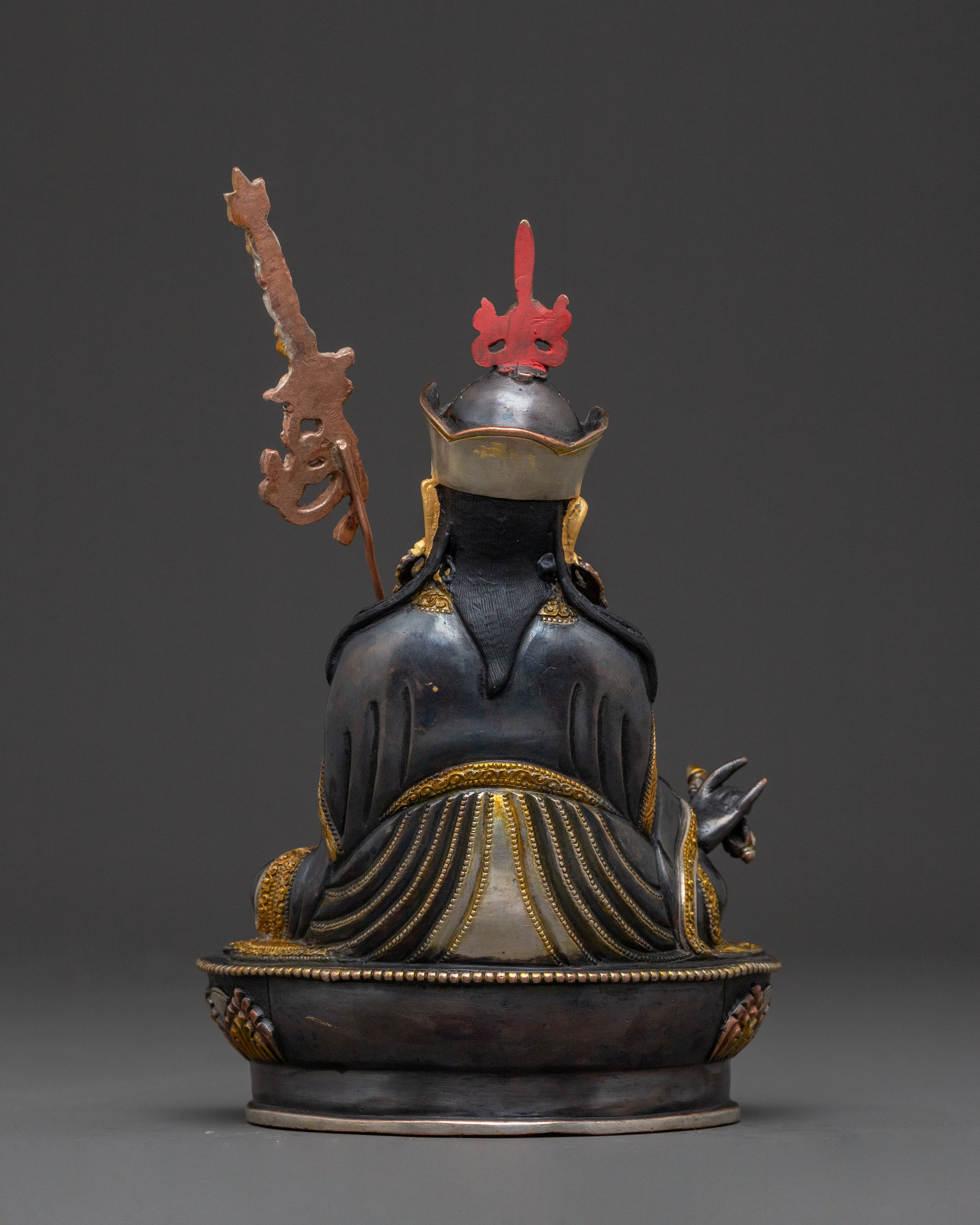 Guru Rinpoche Meditation Statue - Oxidized Copper Sculpture