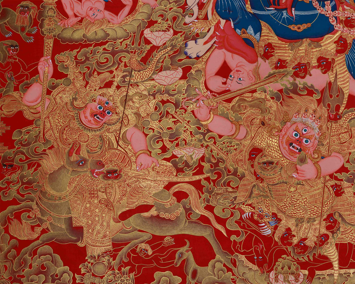 Fierce Six Armed Mahakala Print | Wrathful Protector Deity of Vajrayana Buddhism