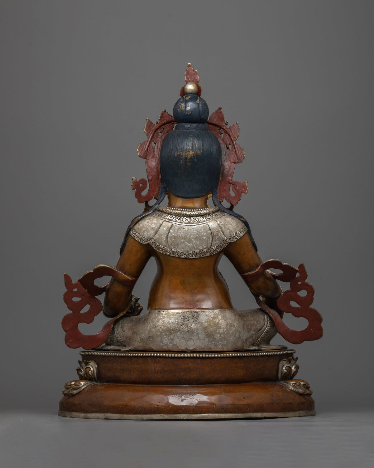 Dzambhala Silver-Plated Oxidized Statue | Embodiment of Wealth and Compassion