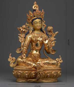 Tibetan Green Tara Mudra Statue for Meditation | Traditional Himalayan Buddhist Art