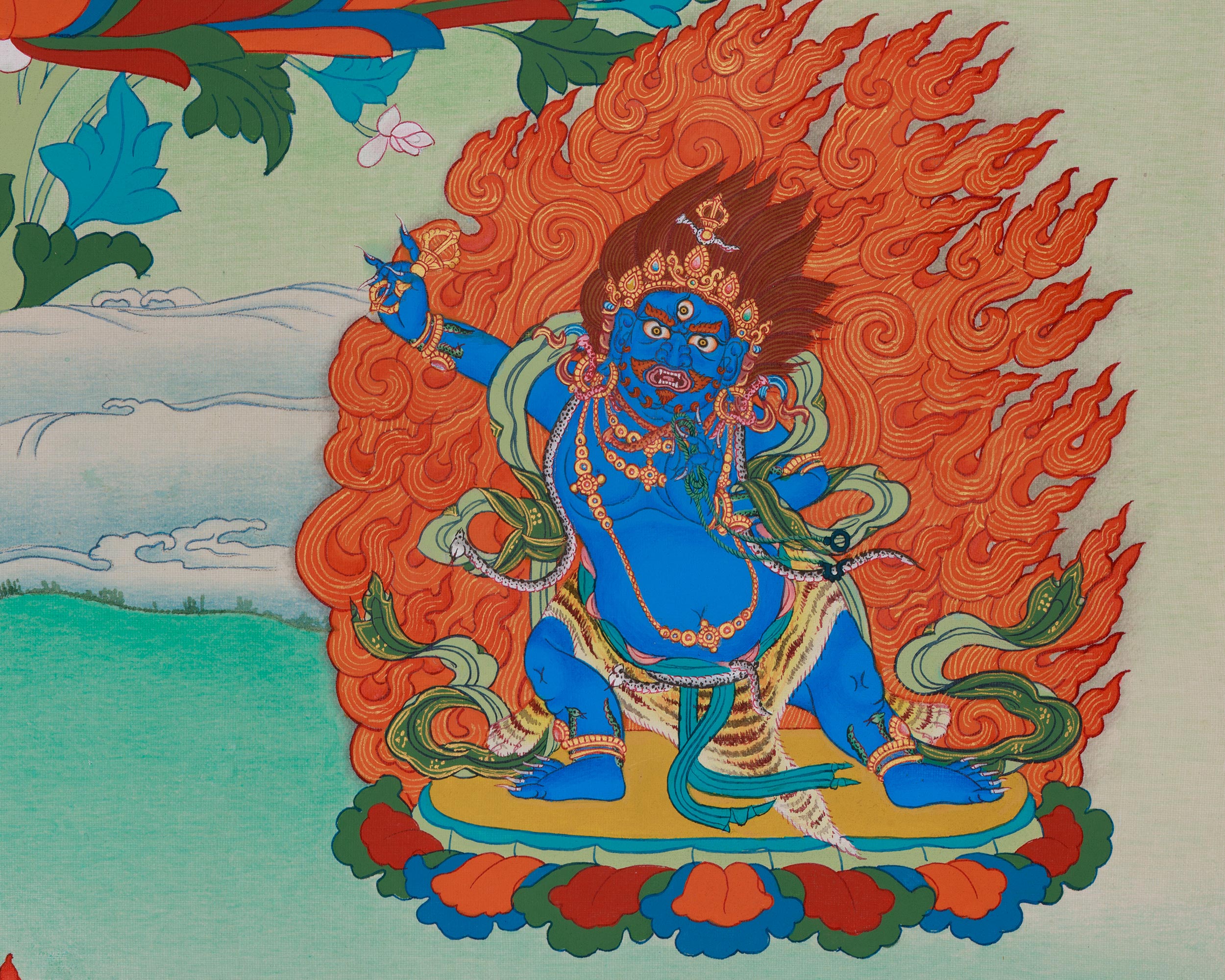 Chenrezig With Great Bodhisattvas Thangka | Wisdom Deity Manjushri | Vajrapani Art