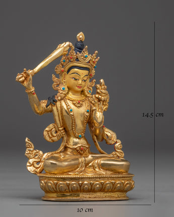 Golden Handmade Statue of Manjushri