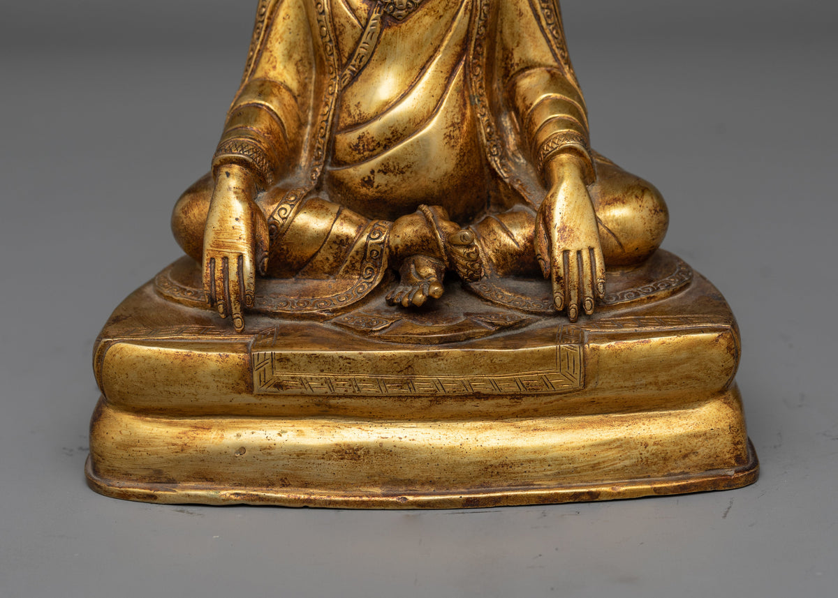 Kagyu Guru Marpa Gold-Gilded Statue | A Symbol of Foundational Buddhist Teachings