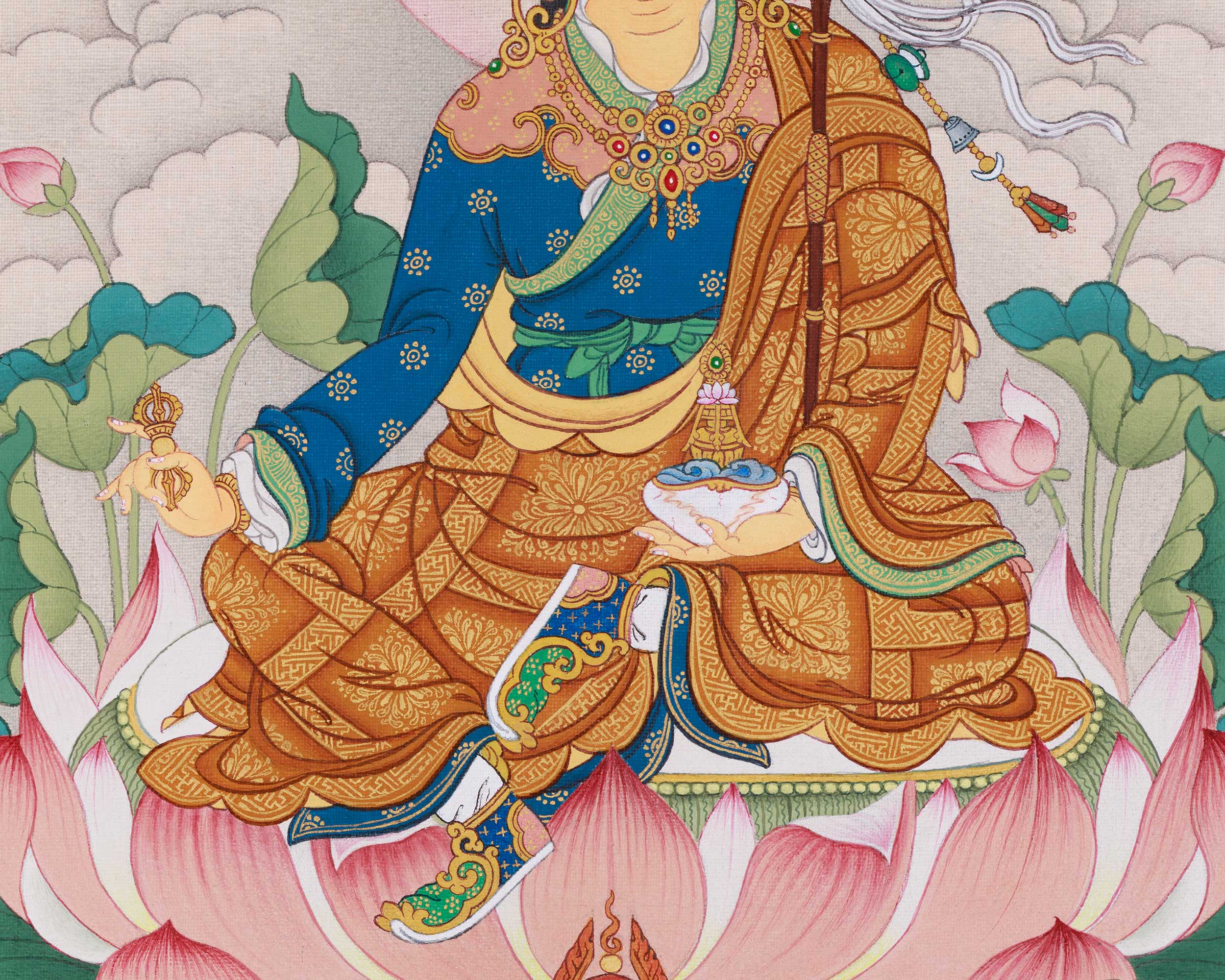 The Teacher of the Dharma, Guru Rinpoche | A Sacred Thangka of Wisdom and Protection