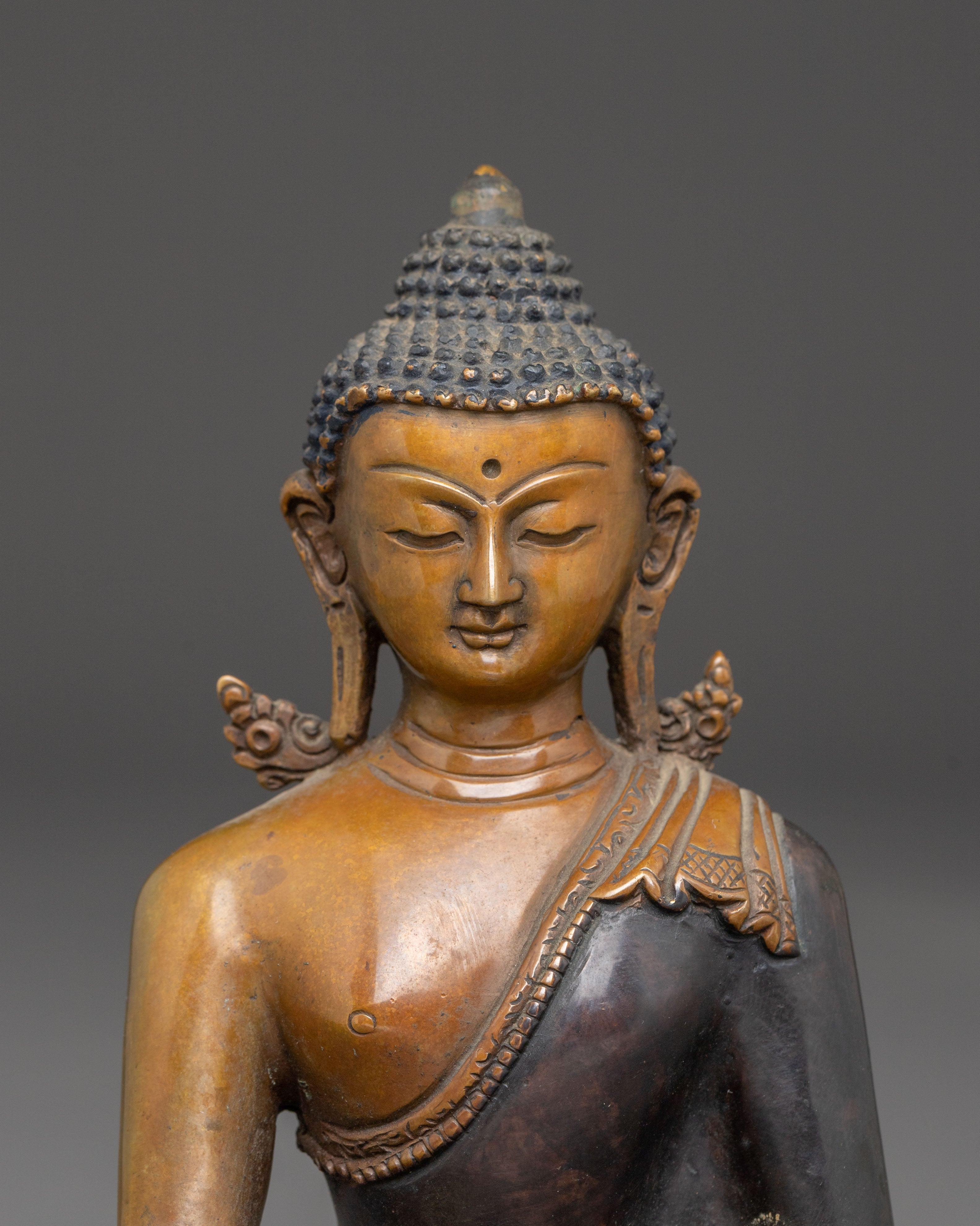 Handcrafted Shakyamuni Buddha Oxidized Copper Statue | Gautama Buddha Artwork