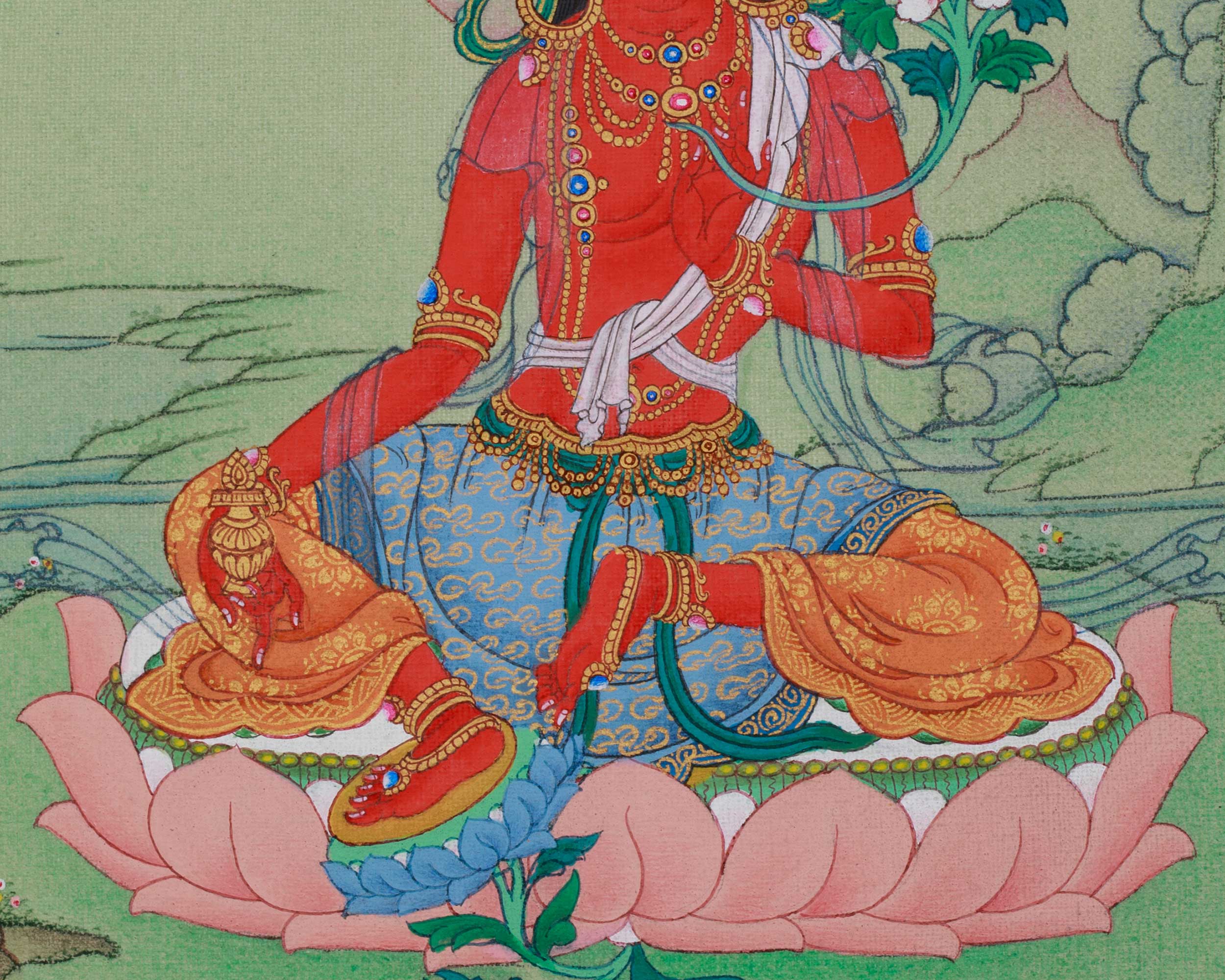 Red Tara Himalayan Artwork | Tibetan Deity of Compassionate Power