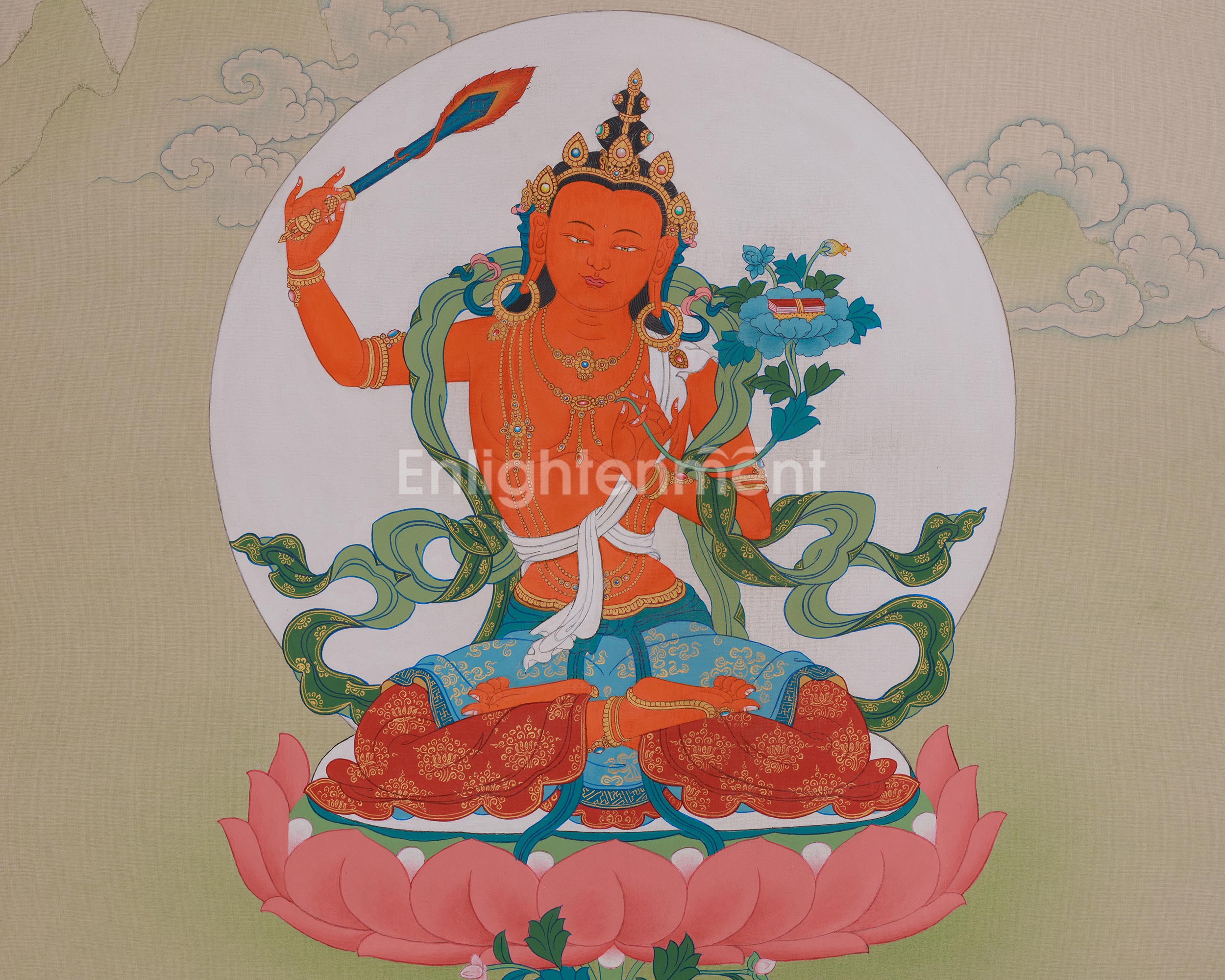 Buddhist Wisdom Deity Manjushri Thangka | Awakening Wisdom | Himalayan Art