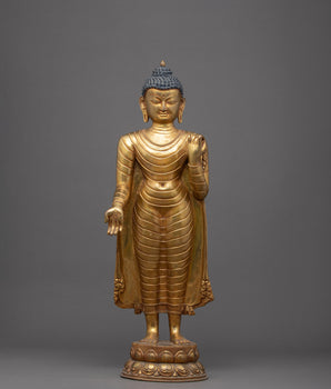 Standing Buddha Shakyamuni Sculpture | Gold Glided Artwork