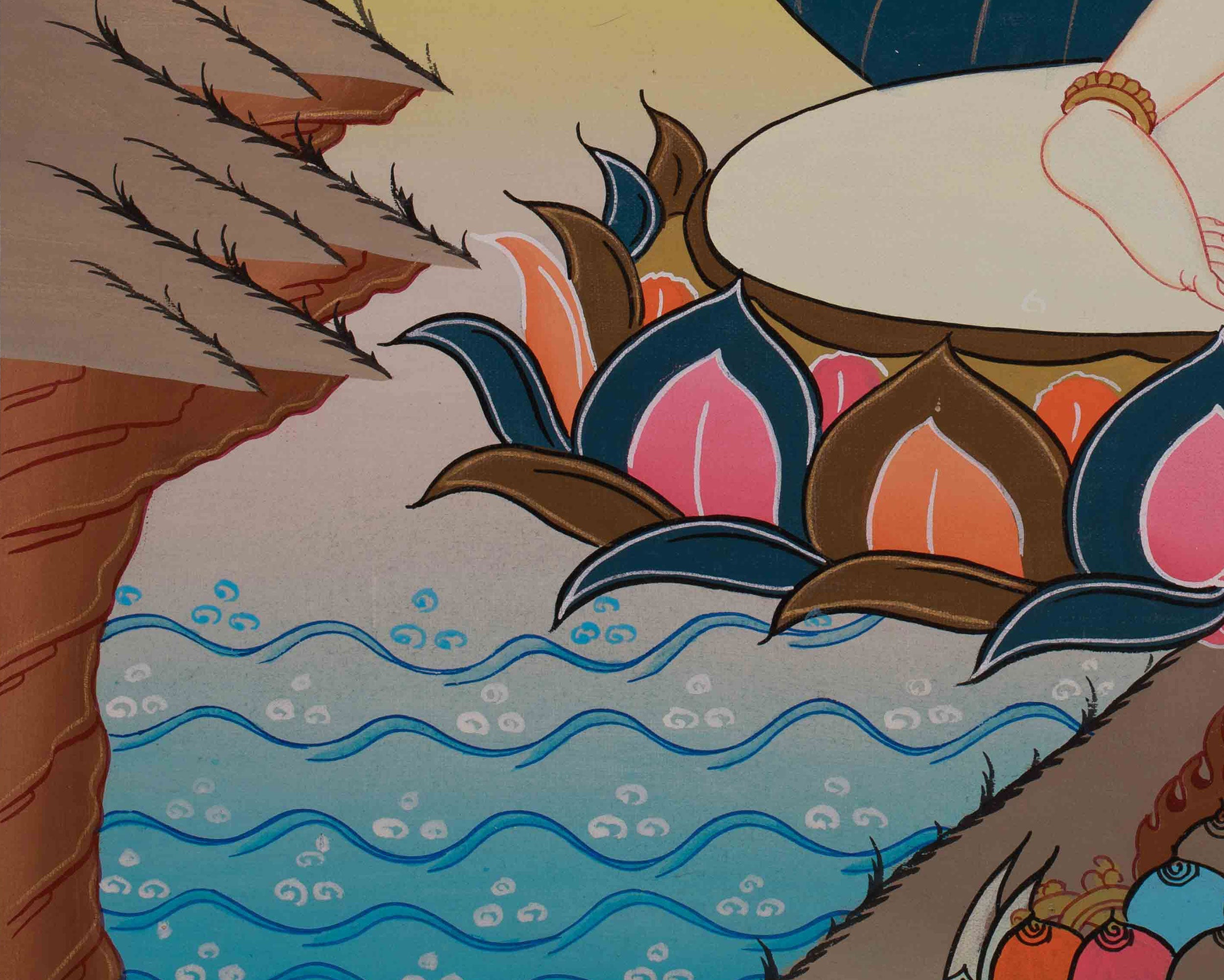 Machig Labdron Tibetan Thangka | Emanation of Wisdom and Fearlessness
