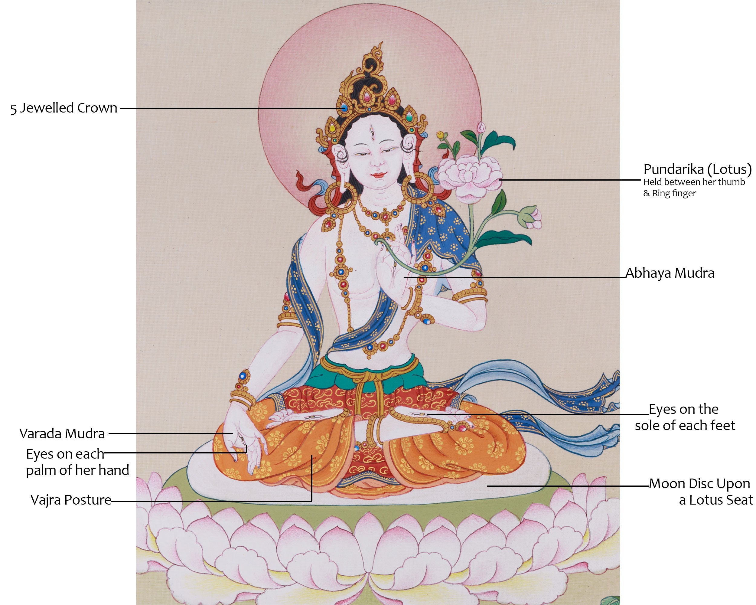 Sacred Longevity Deity, White Tara | Goddess of Healing and Spiritual Protection