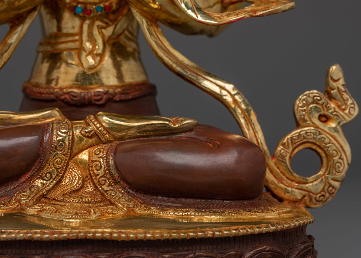 Handmade Avalokiteshvara Copper Statue | 24K Gold Gilded Chenrezig