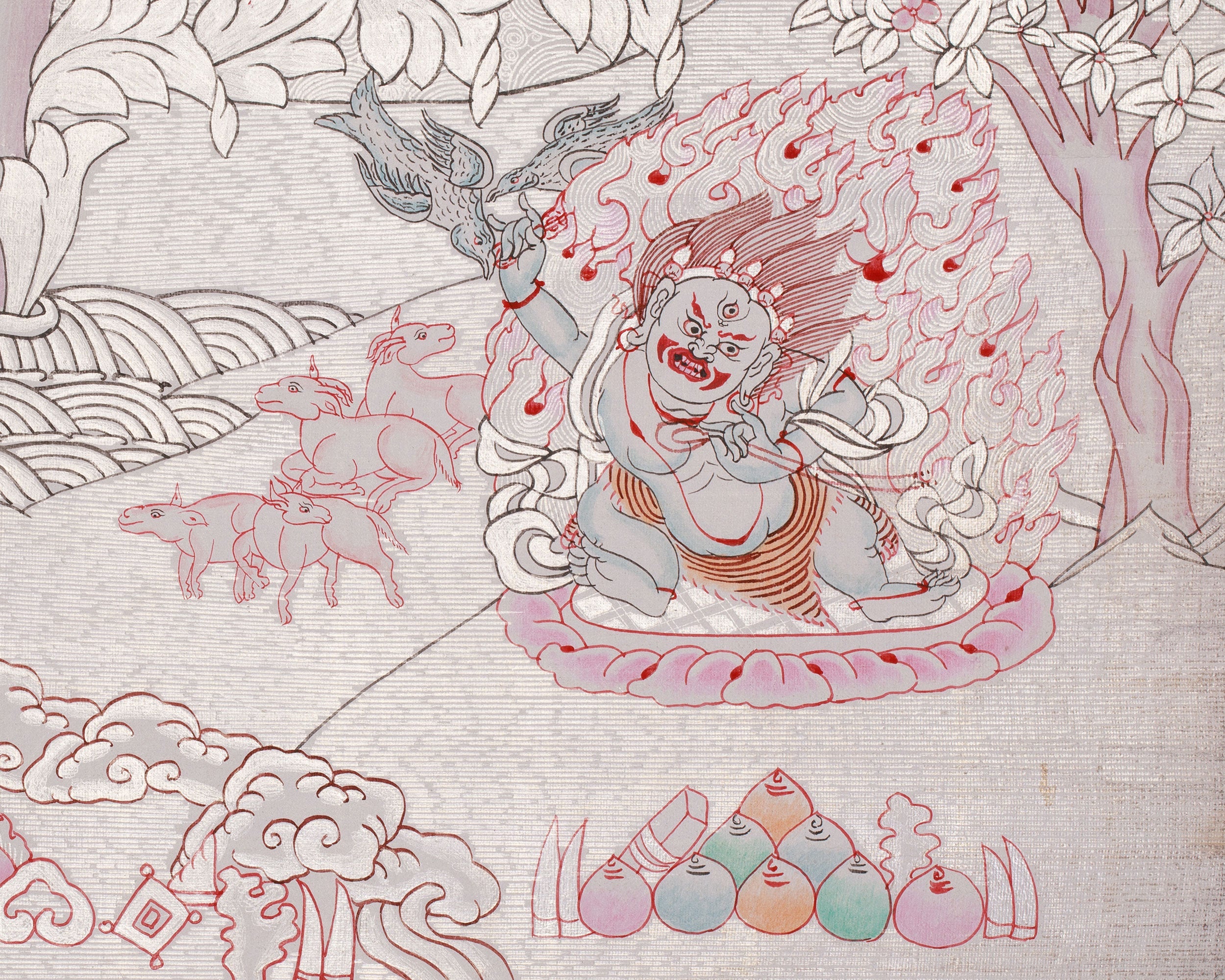 Spiritual Four-Armed Chenrezig Thangka | Avalokiteshvara Art | Meditation Altar