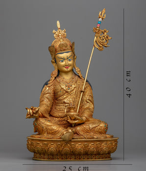 Embrace the Wisdom and Blessings of Guru Rimpoche | Magnificent 24K Gold Gilded Copper Statue