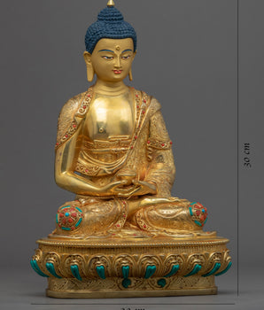Buddha Amitabha Prayer Sculpture | Gold-Gilded Hand Carved Amitabha Statue