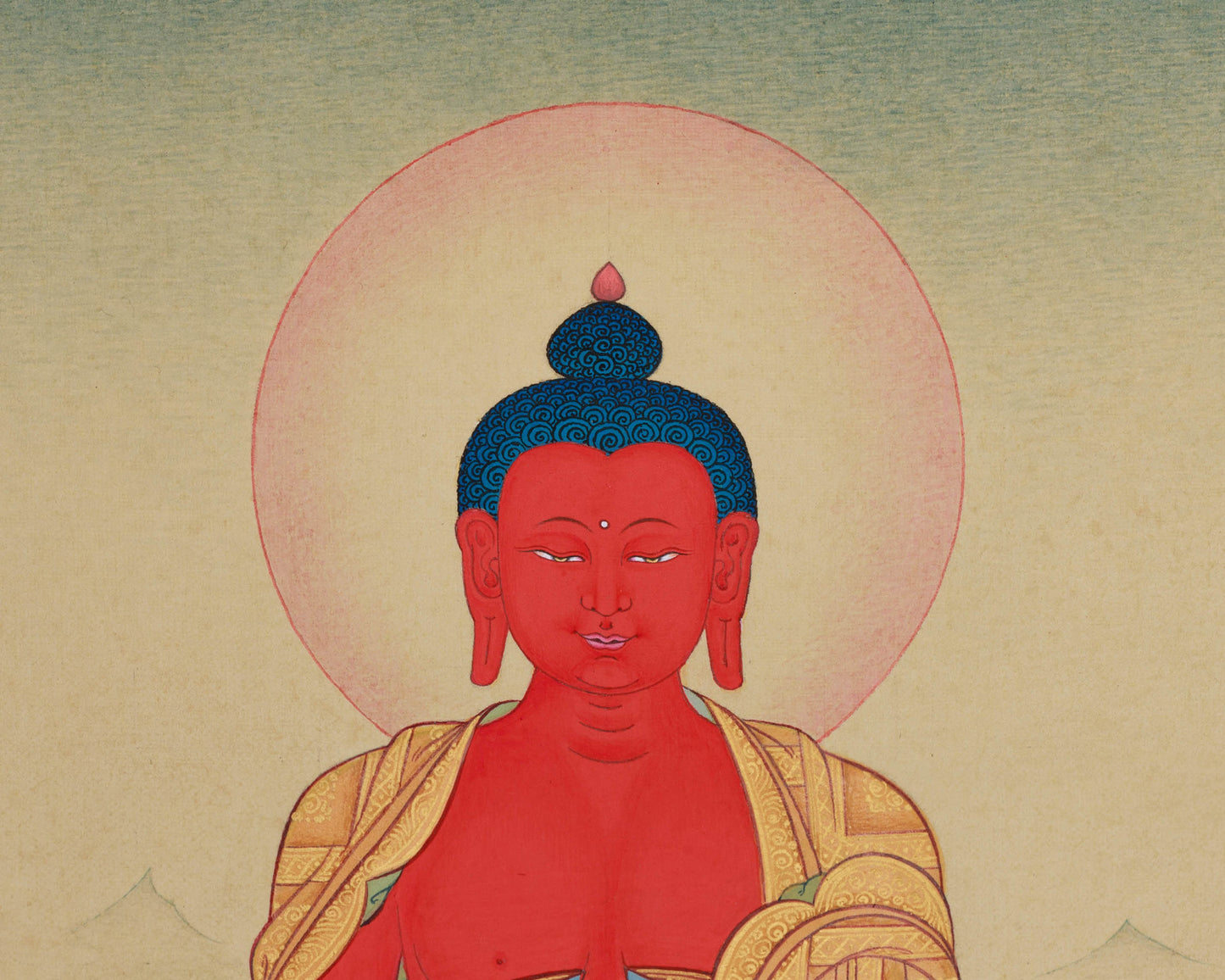 Divine Red Amitabha Buddha Thangka | Lhasa Stone Pigments