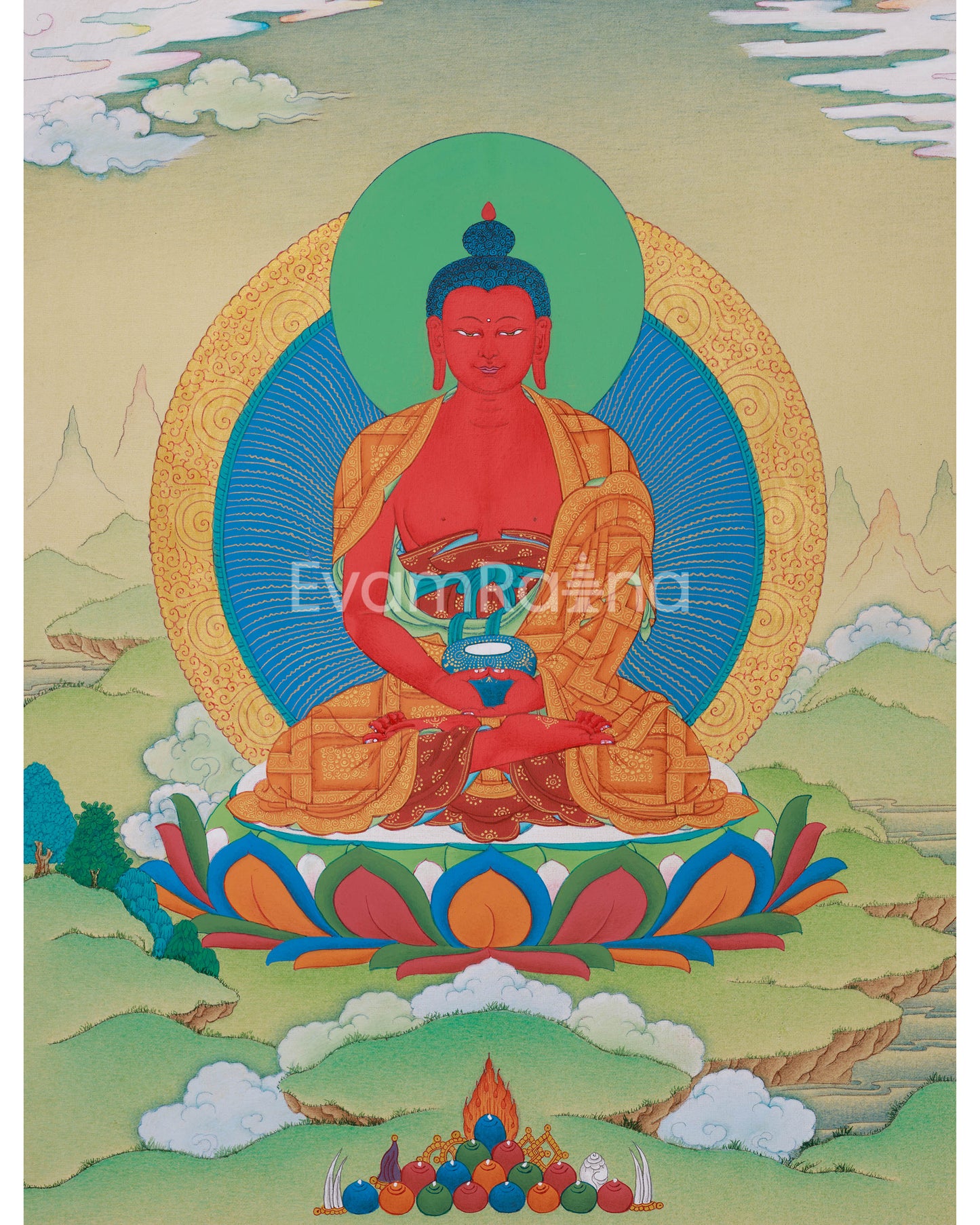 Small Red Amitabha Buddha Thangka 