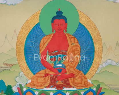 Small Red Amitabha Buddha Thangka | Enlightenment and Peace Artwork