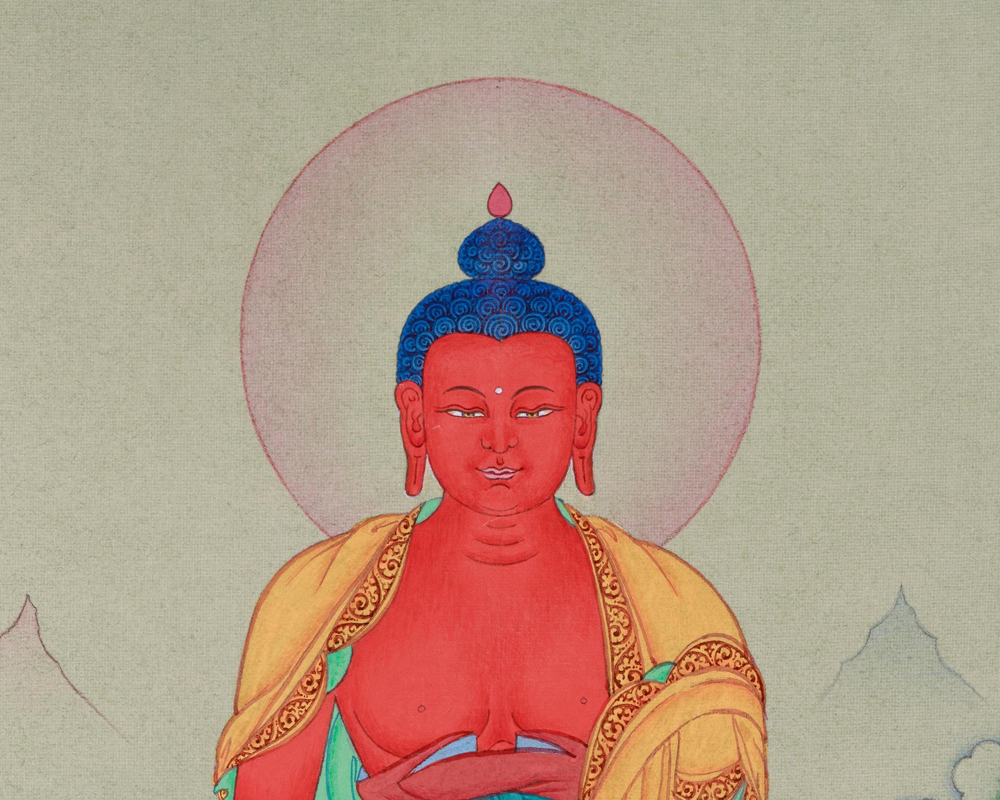 Amitabha Buddha, Small Thangka | Natural Stone Hues