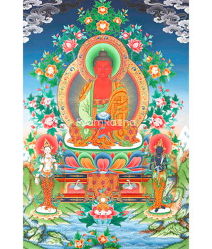 Amitabha Buddha Followed By Other Bodhisattvas | Tibetan Buddhist Canvas Art