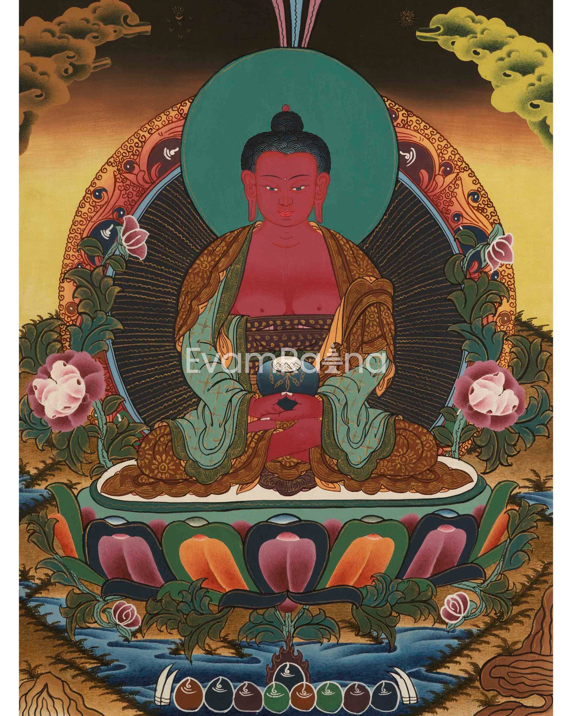 Red Amitabha Buddha Thangka Painting