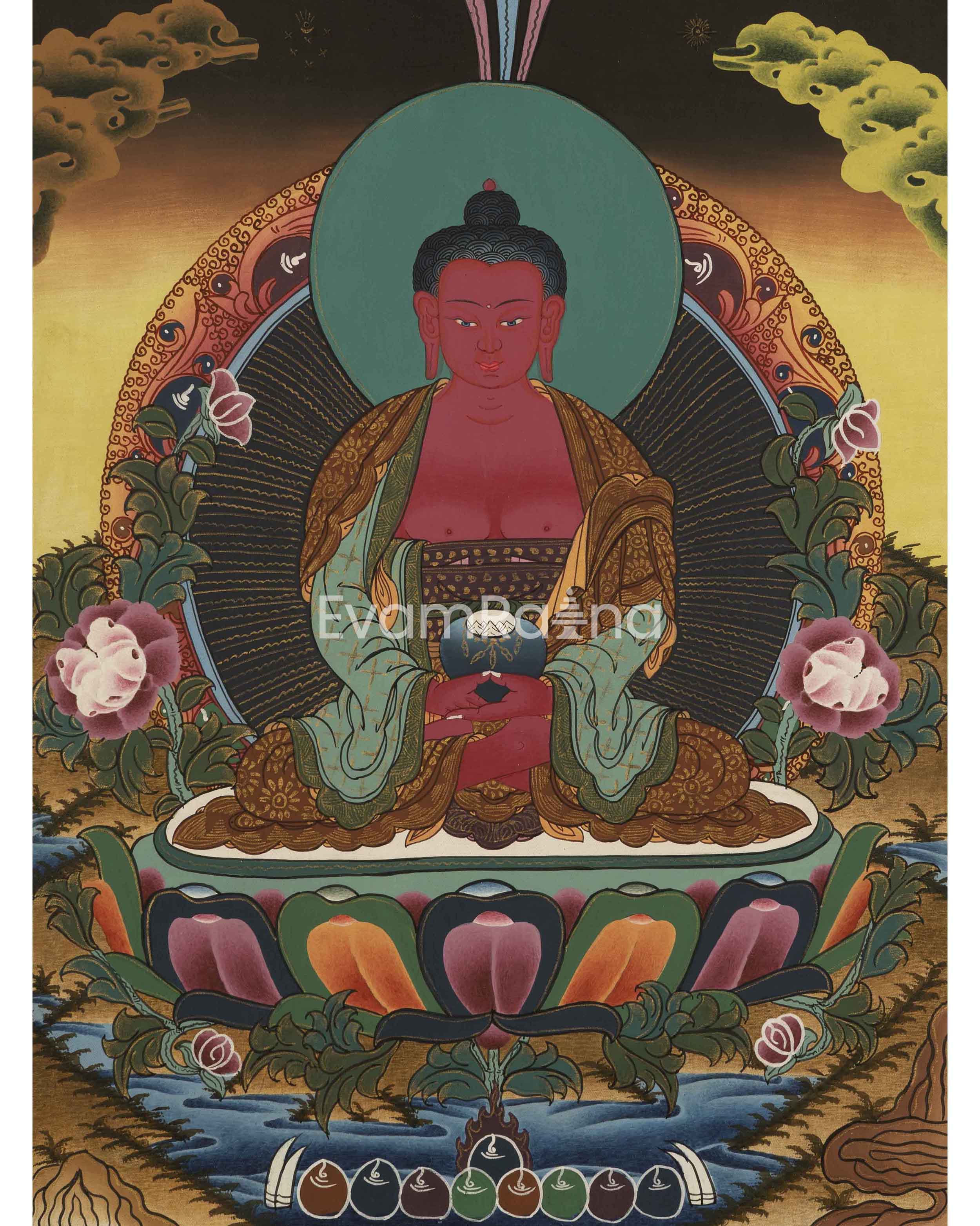 Red Amitabha Buddha Thangka Painting