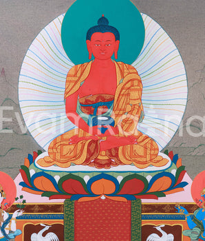 High-Quality Amitabha Buddha Giclee Canvas | Red Buddha Traditional Print | Wall Decors