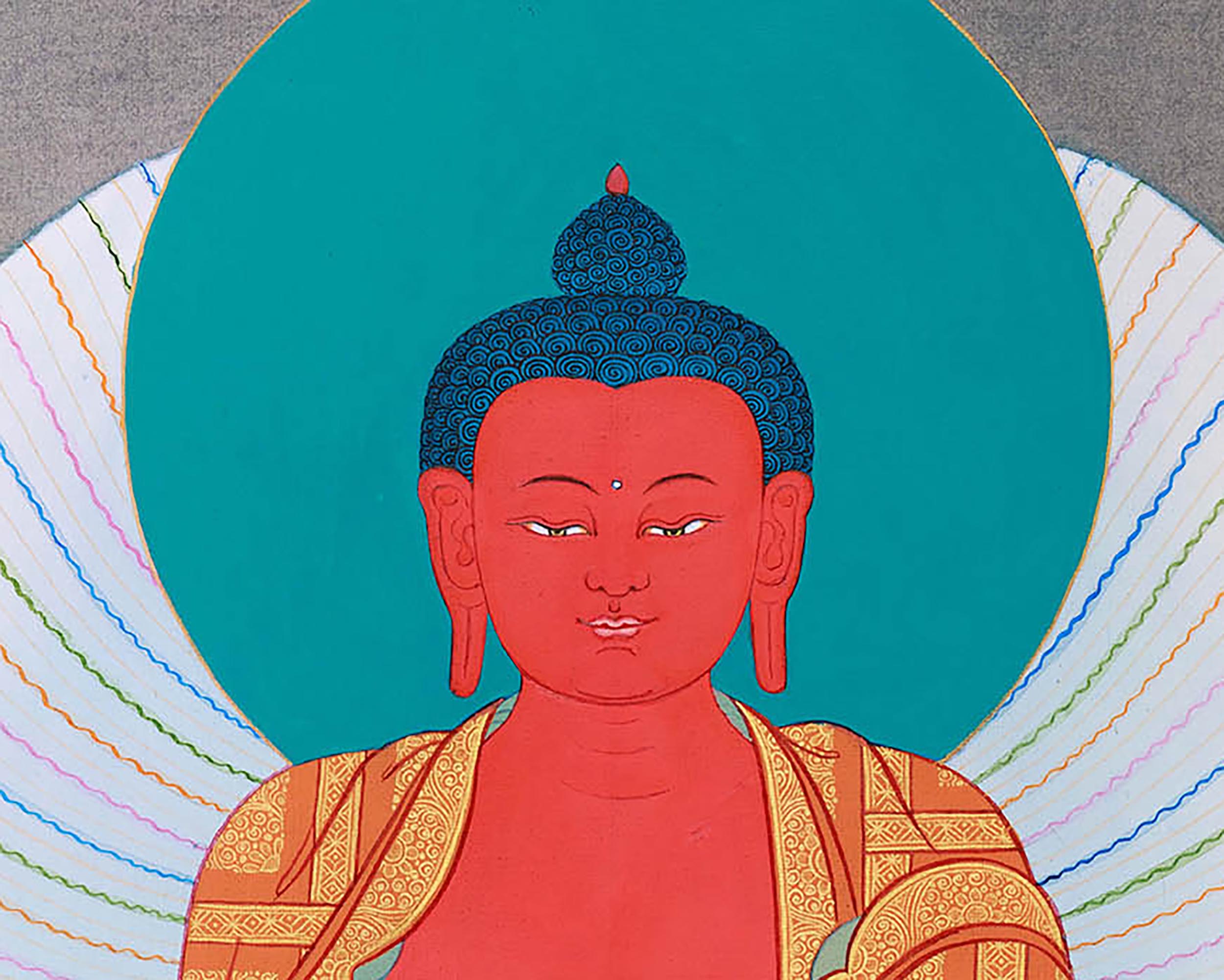 High-Quality Amitabha Buddha Giclee Canvas | Red Buddha Traditional Print | Wall Decors
