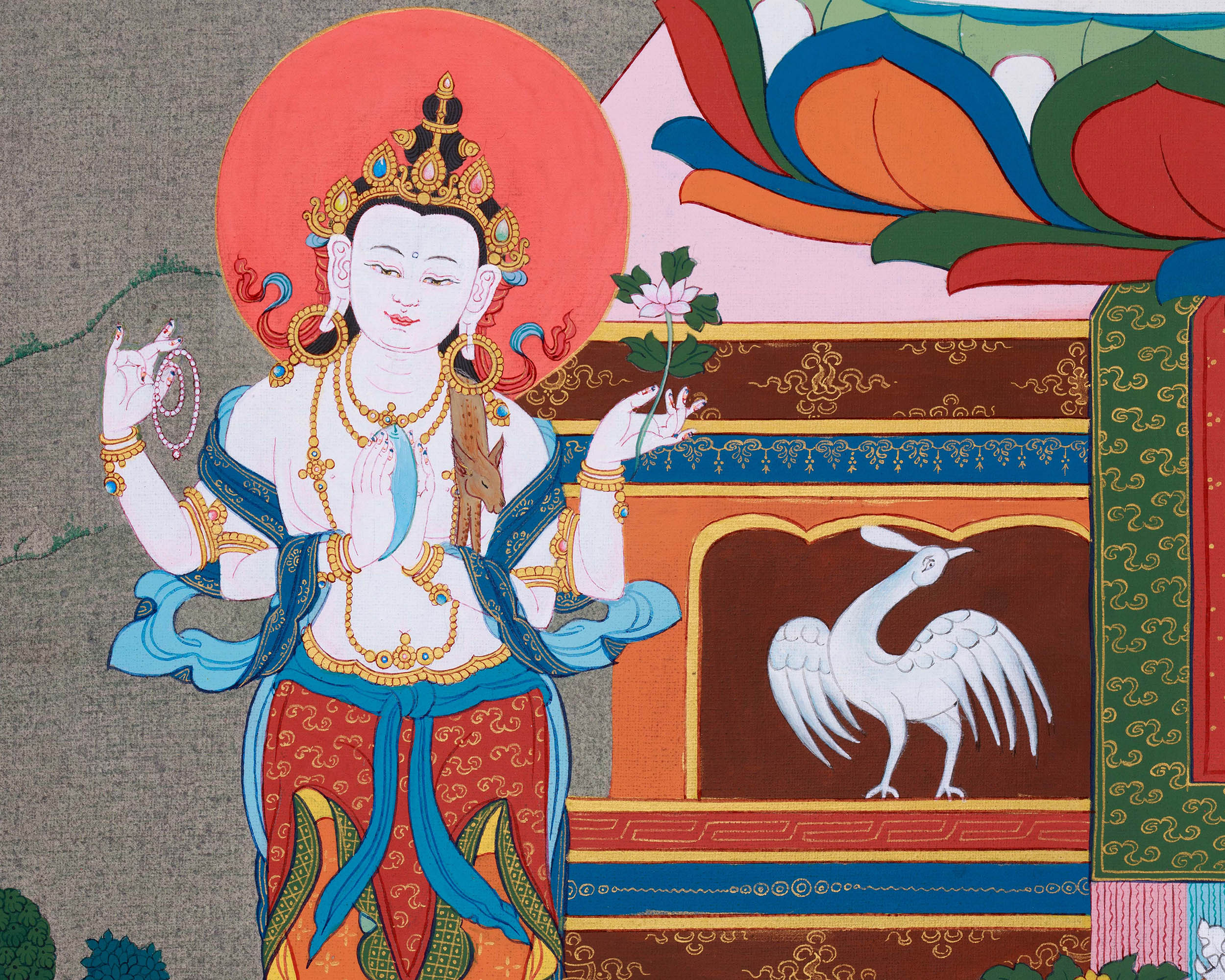 High-Quality Amitabha Buddha Giclee Canvas | Red Buddha Traditional Print | Wall Decors