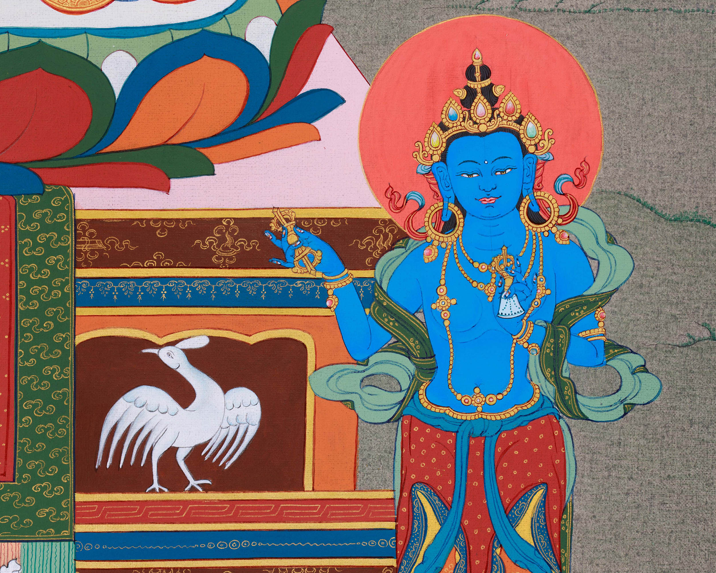High-Quality Amitabha Buddha Giclee Canvas | Red Buddha Traditional Print | Wall Decors